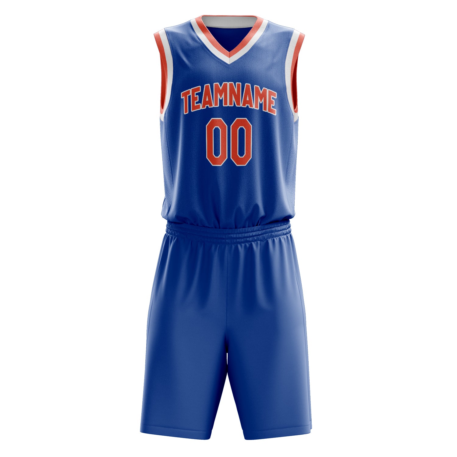 Maßgeschneidertes professionelles Königsblau Orange Basketballtrikot-Set