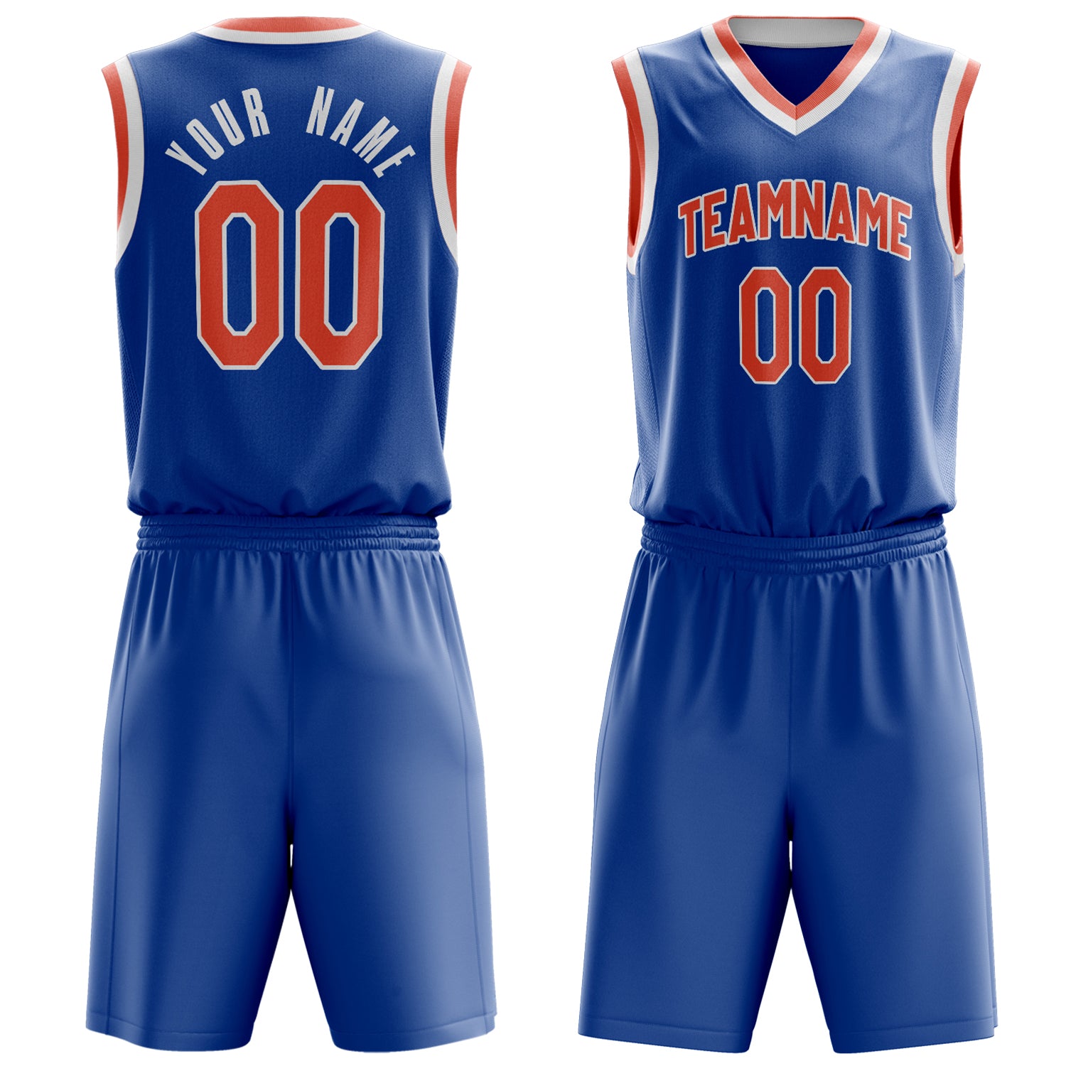 Maßgeschneidertes professionelles Königsblau Orange Basketballtrikot-Set BS03240701JG199