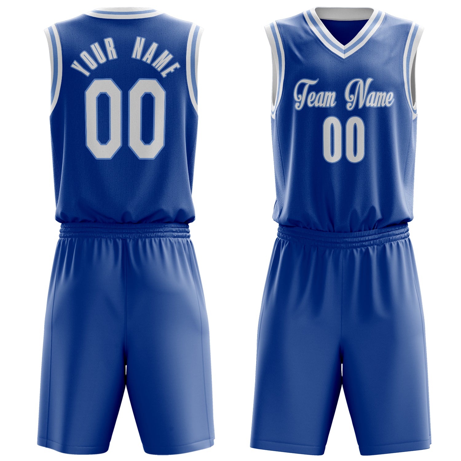 Maßgeschneidertes professionelles Königsblau Weiß Basketballtrikot-Set BS03240701JG200