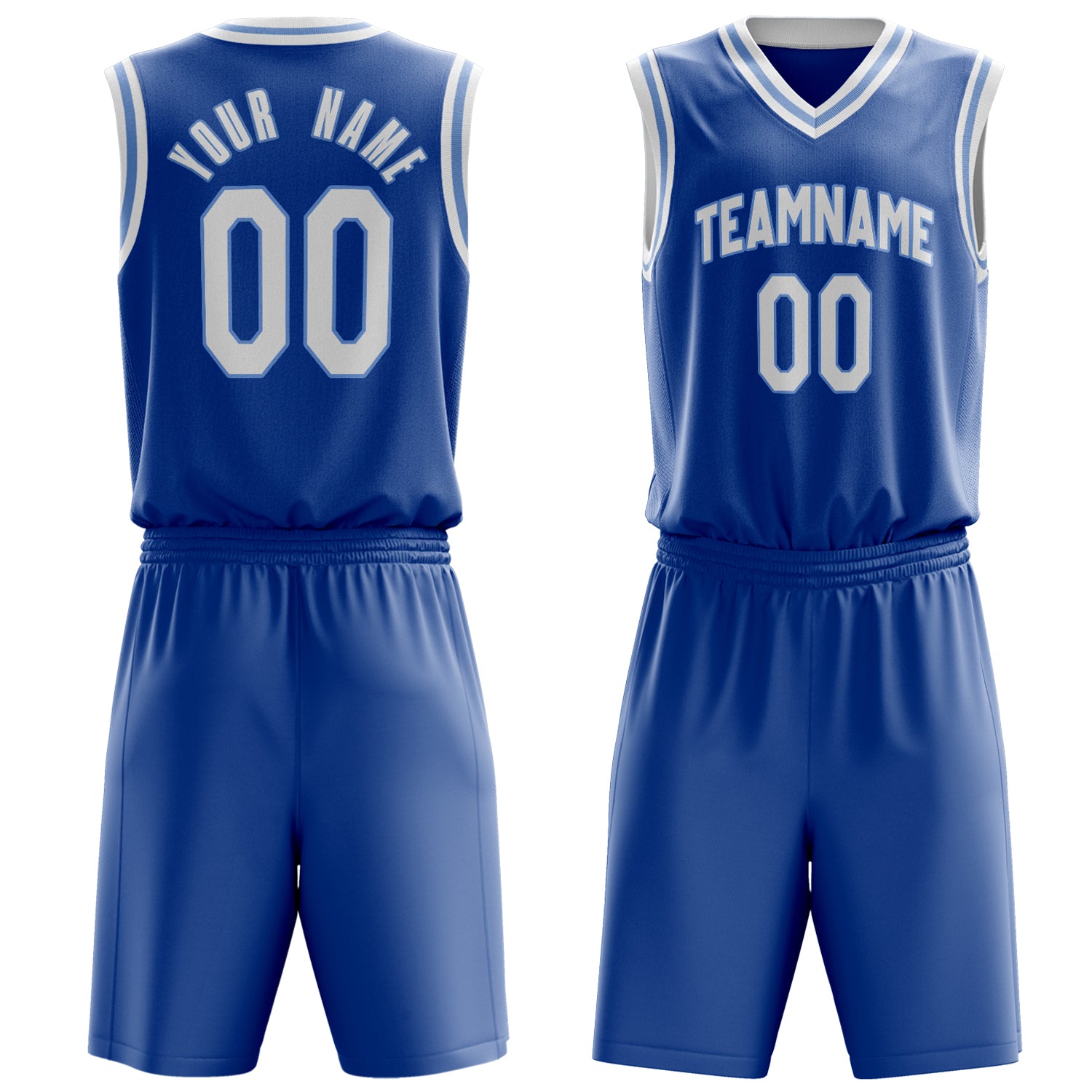 Maßgeschneidertes professionelles Königsblau Weiß Basketballtrikot-Set BS03240701JG204