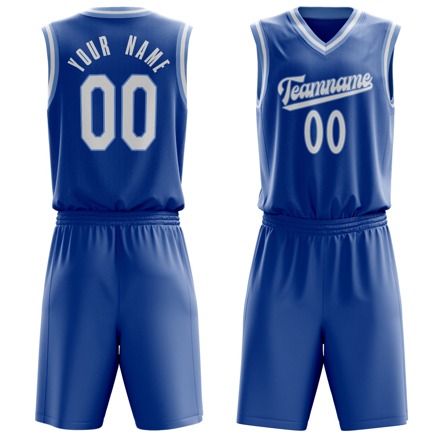 Maßgeschneidertes professionelles Königsblau Weiß Basketballtrikot-Set BS03240701JG206