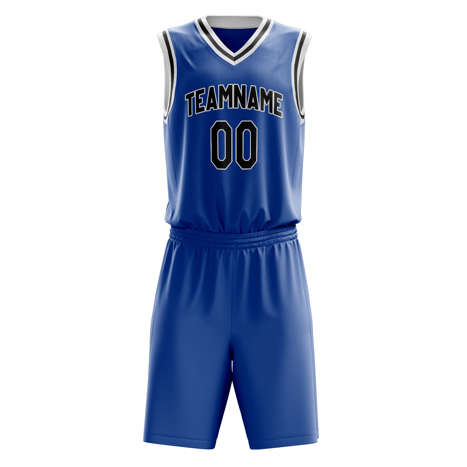 Maßgeschneidertes professionelles Königsblau Schwarz Basketballtrikot-Set