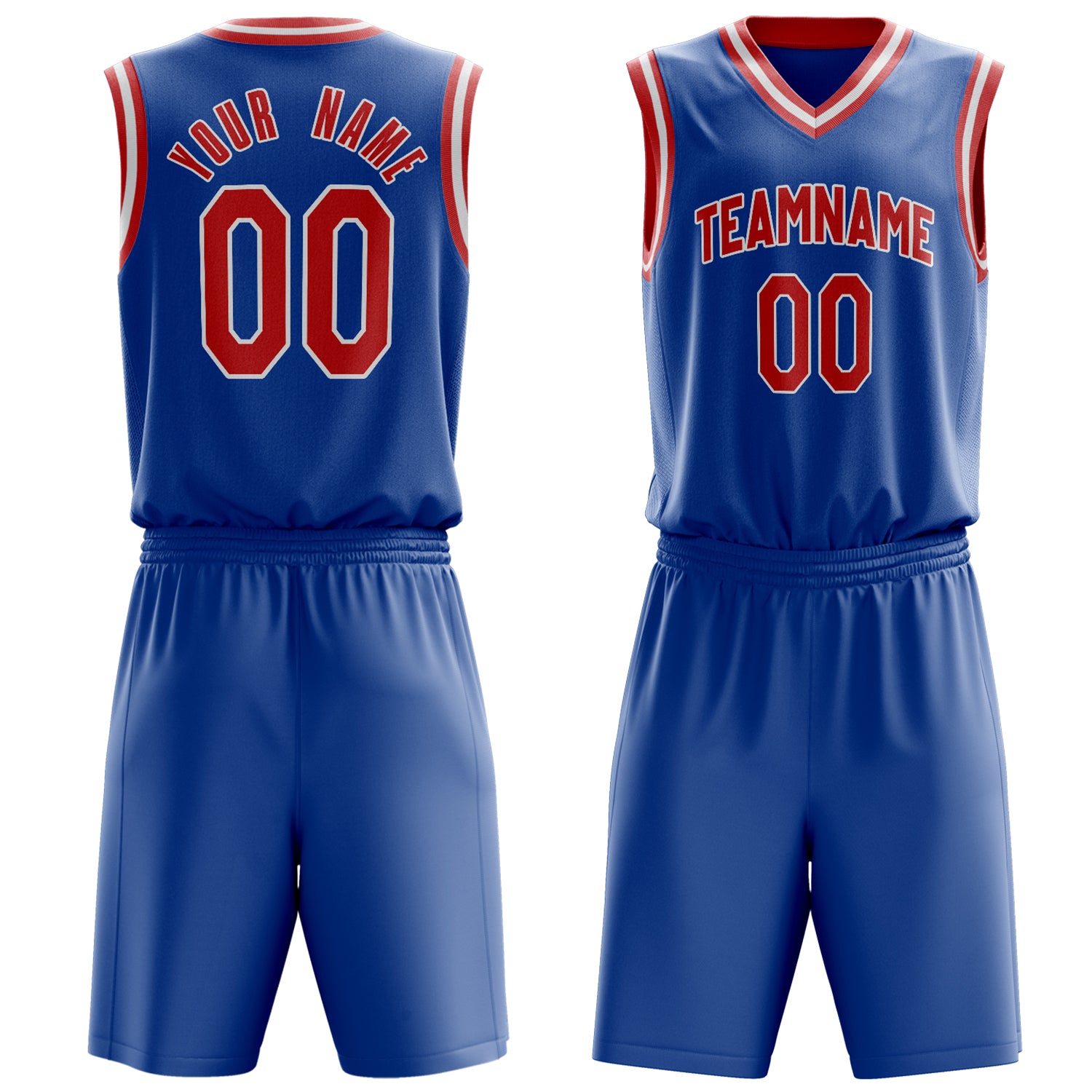 Maßgeschneidertes professionelles Königsblau Rot Basketballtrikot-Set BS03240701JG208