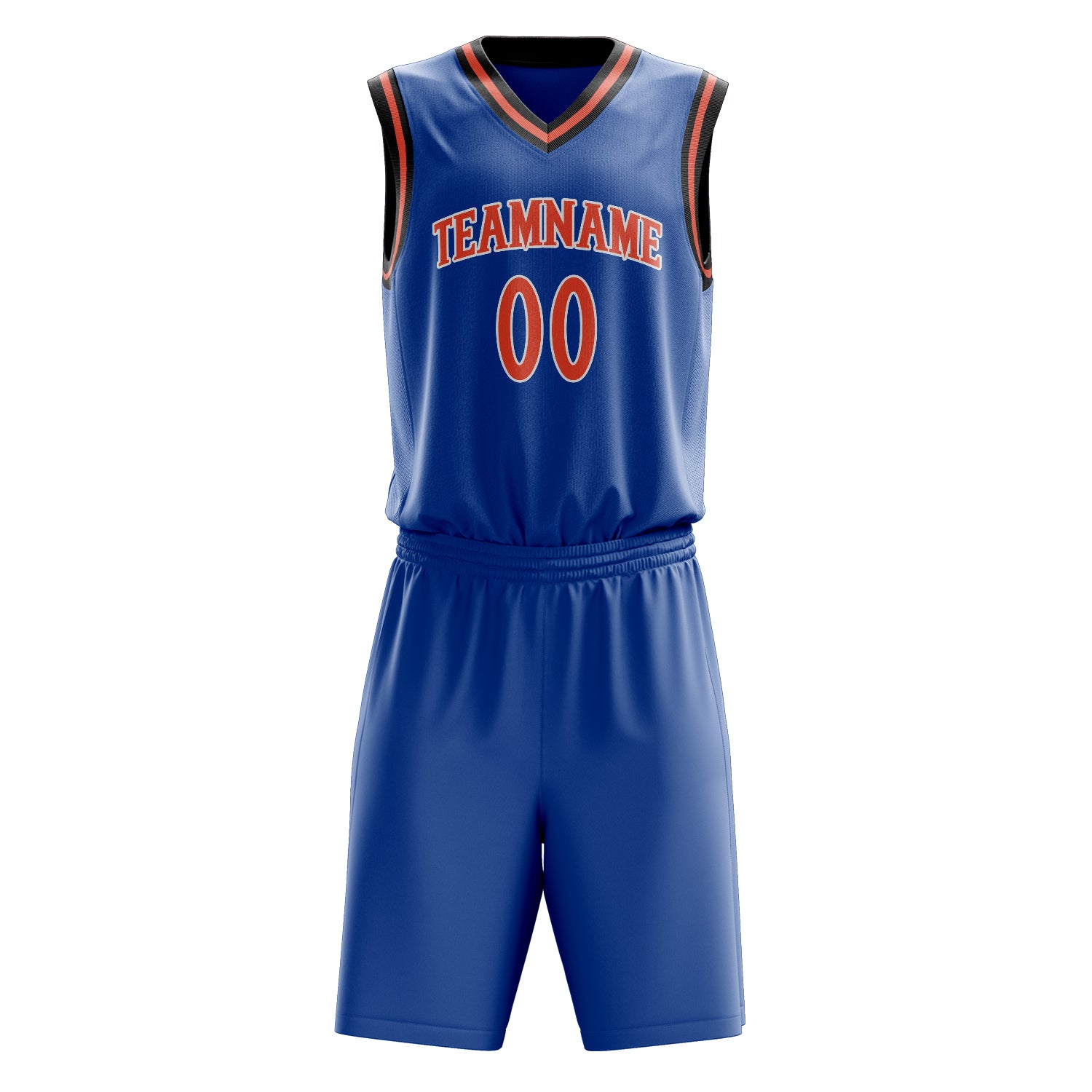 Maßgeschneidertes professionelles Königsblau Orange Basketballtrikot-Set