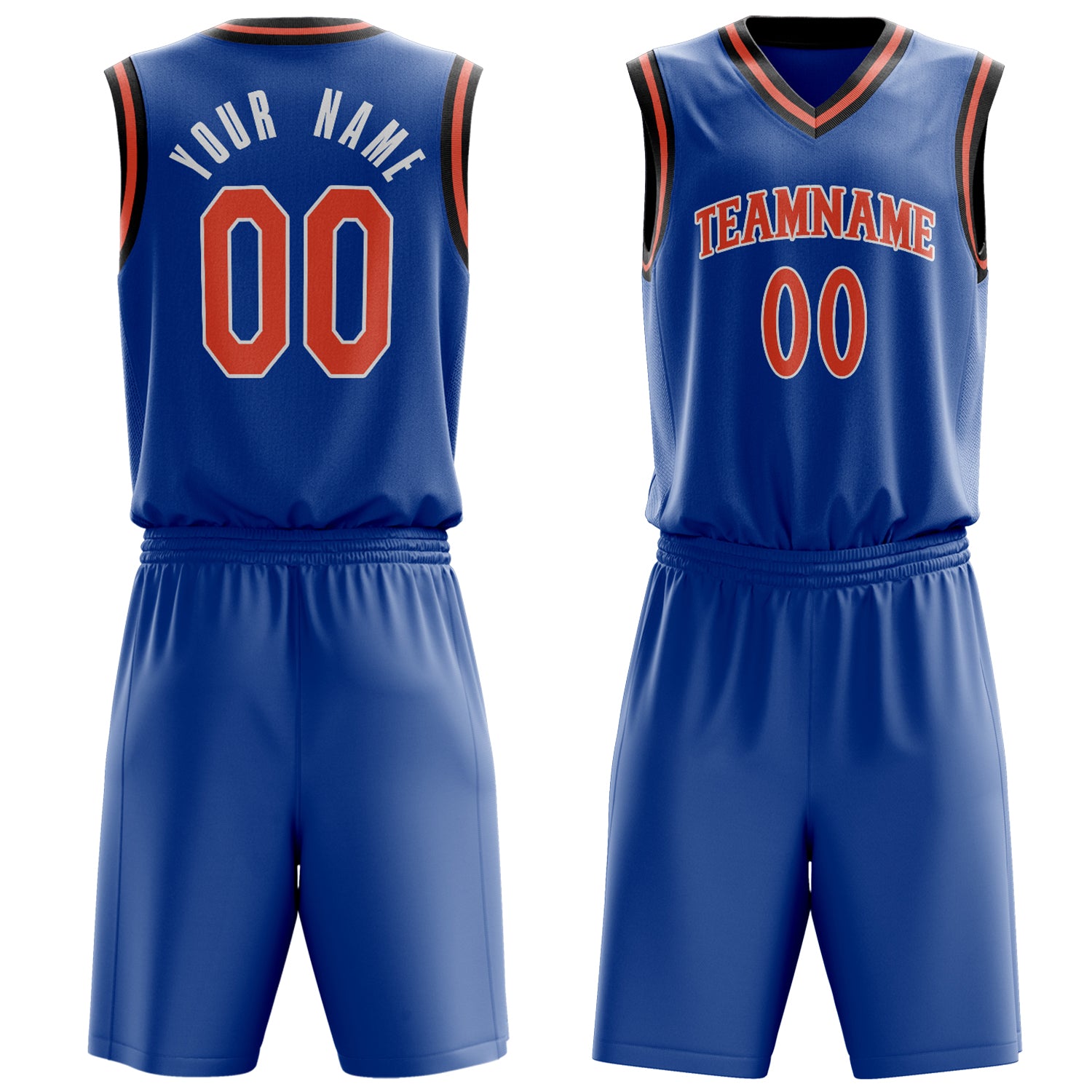 Maßgeschneidertes professionelles Königsblau Orange Basketballtrikot-Set BS03240701JG209