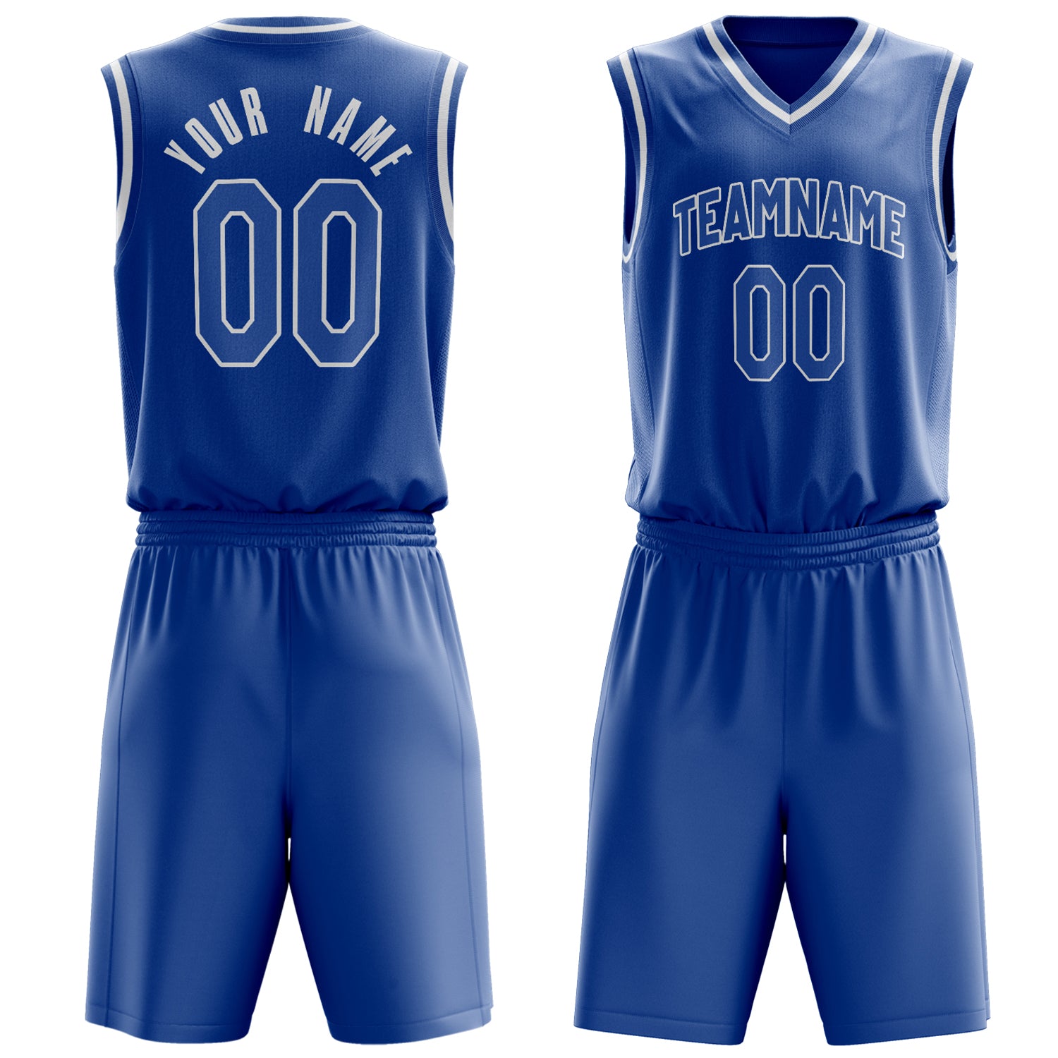 Maßgeschneidertes professionelles Königsblau Weiß Basketballtrikot-Set BS03240701JG215