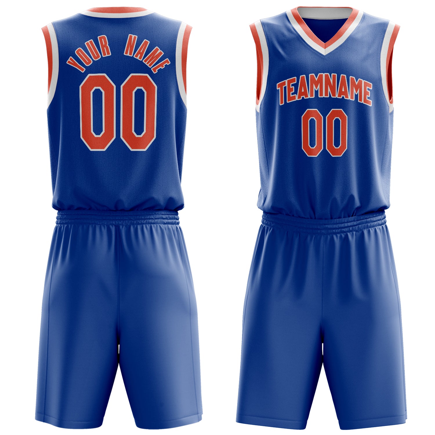 Maßgeschneidertes professionelles Königsblau Orange Basketballtrikot-Set BS03240701JG218