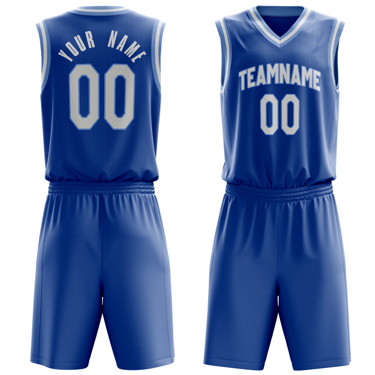 Maßgeschneidertes professionelles Königsblau Weiß Basketballtrikot-Set BS03240701JG219