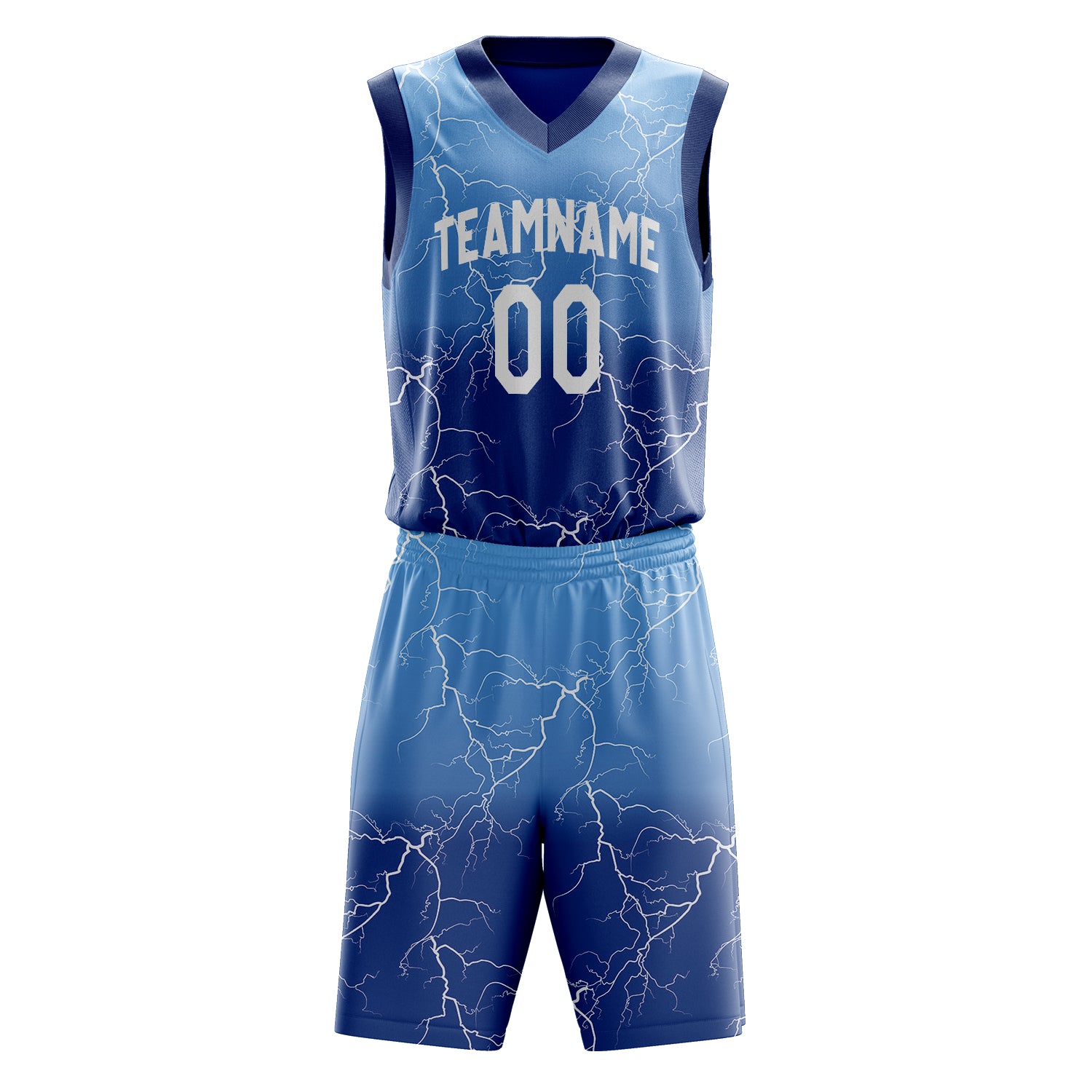 Maßgeschneidertes professionelles Königsblau Weiß Basketballtrikot-Set