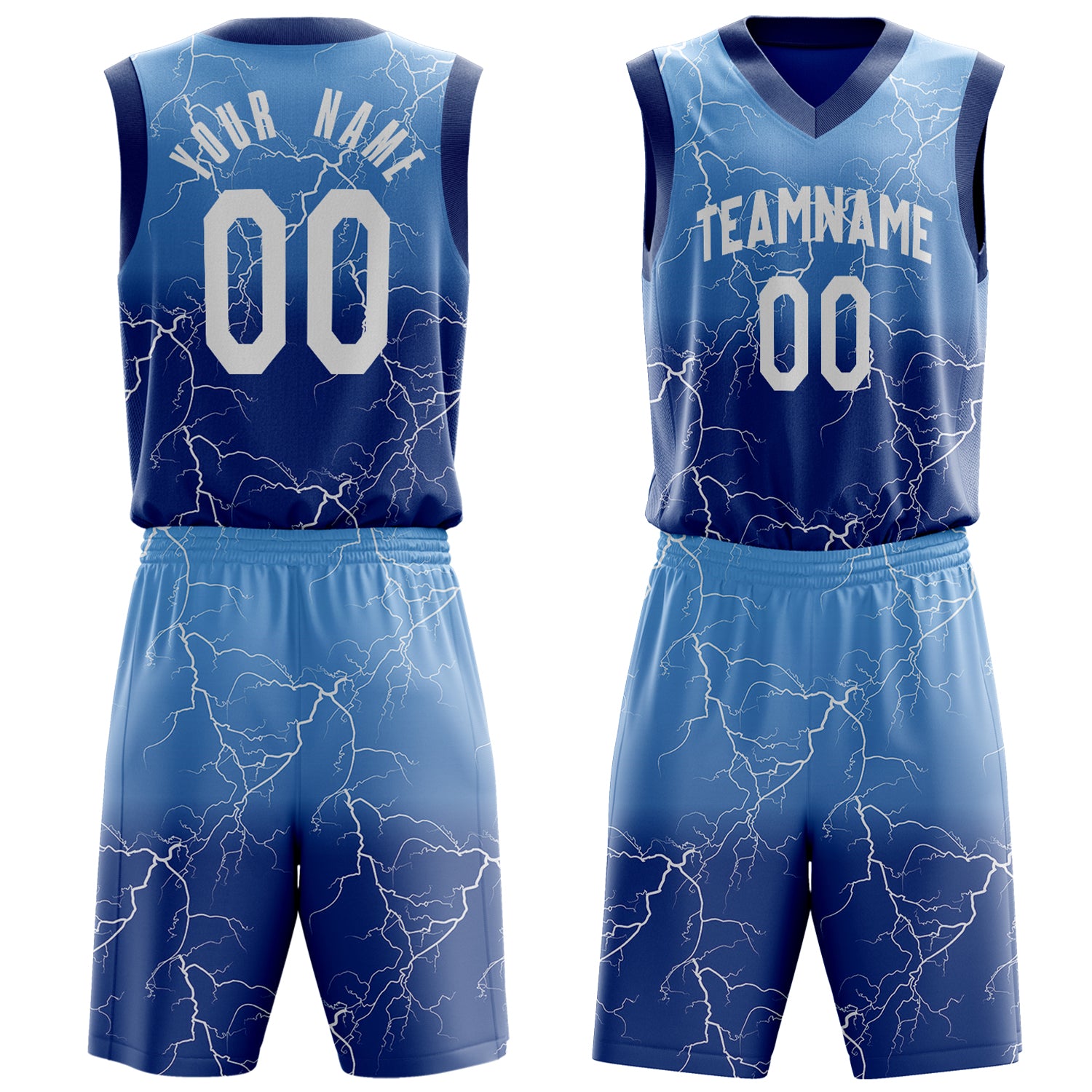 Maßgeschneidertes professionelles Königsblau Weiß Basketballtrikot-Set BS03240701JG221