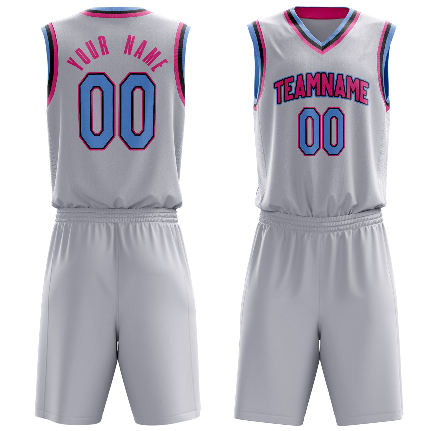 Maßgeschneidertes professionelles Weiß Rosa Basketballtrikot-Set BS03240701JG242