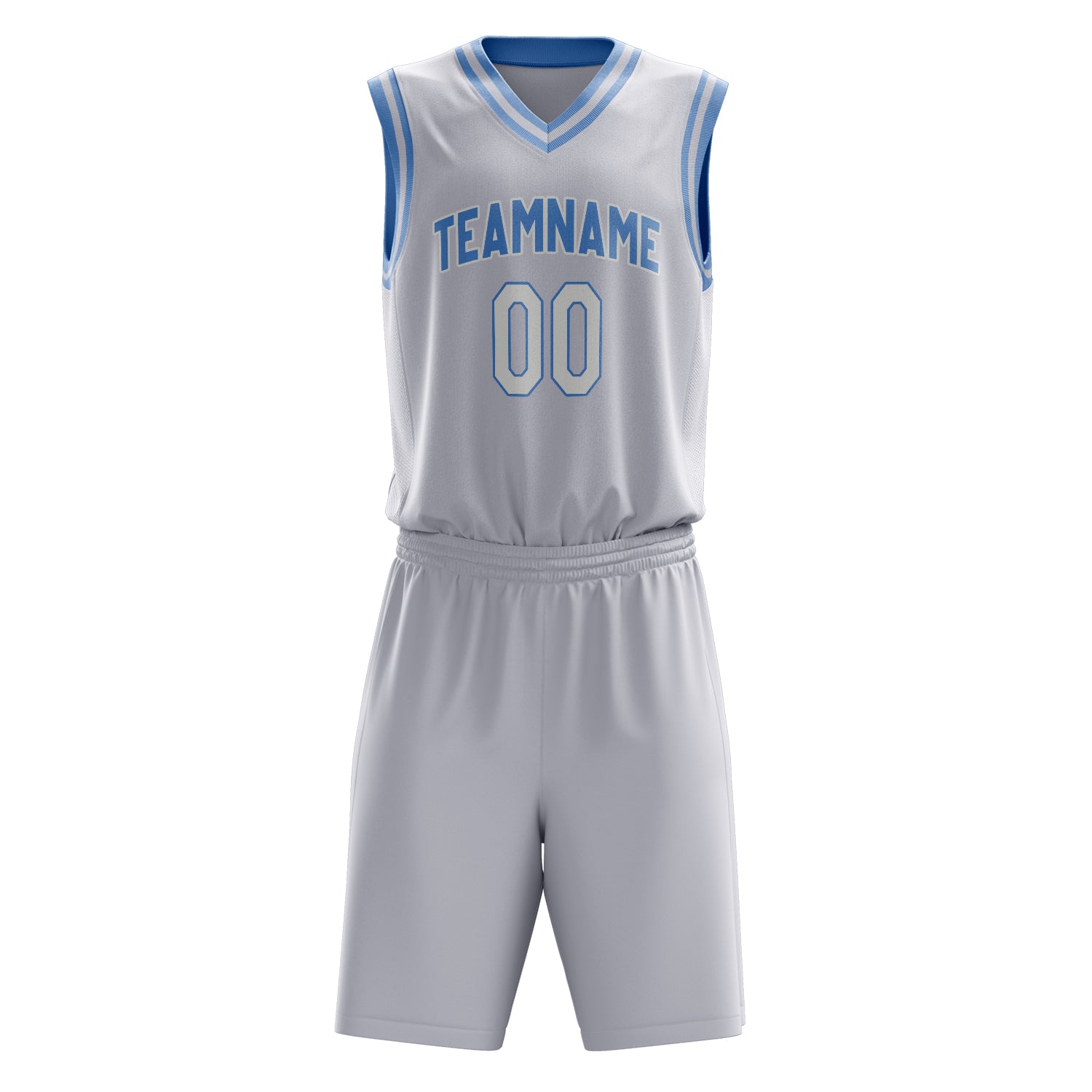 Maßgeschneidertes professionelles Weiß Hellblau Basketballtrikot-Set