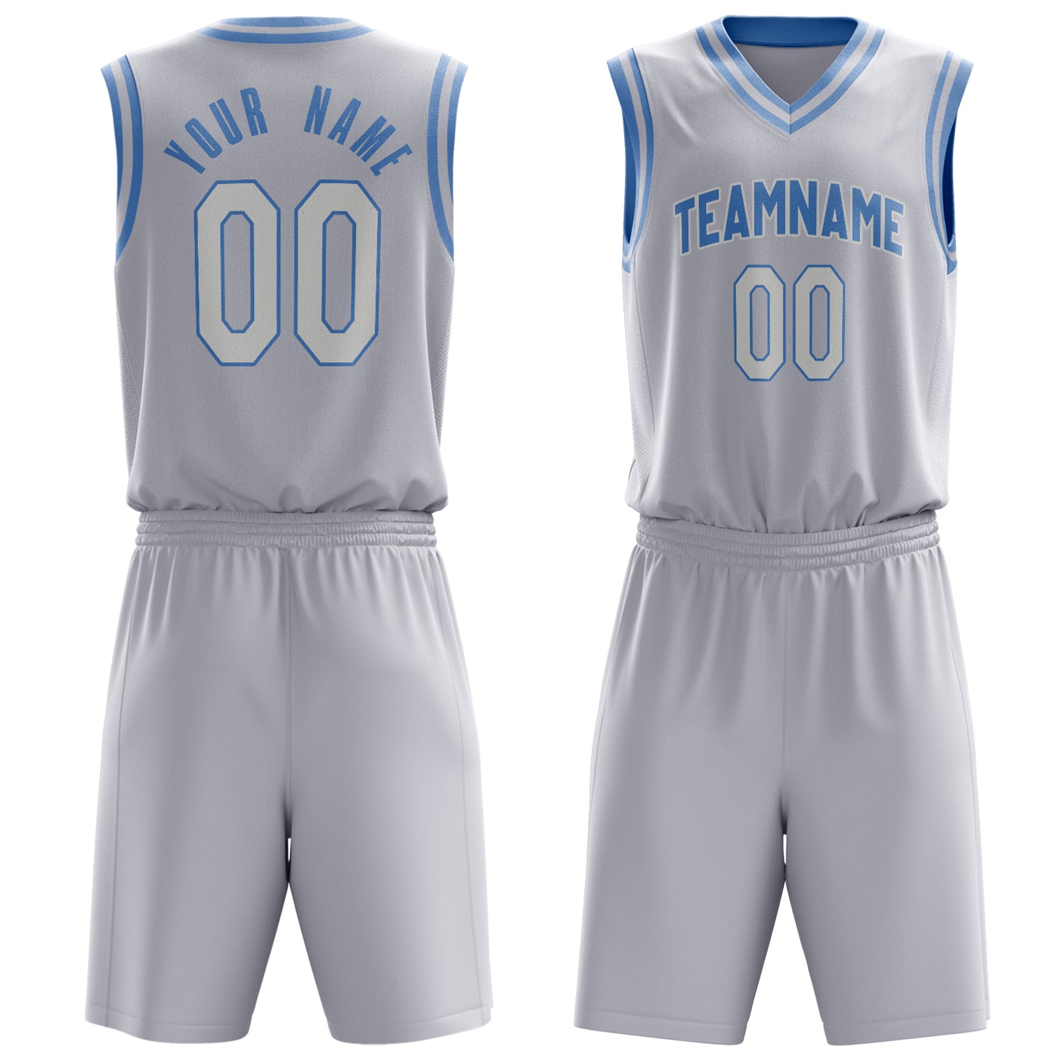 Maßgeschneidertes professionelles Weiß Hellblau Basketballtrikot-Set BS03240701JG243