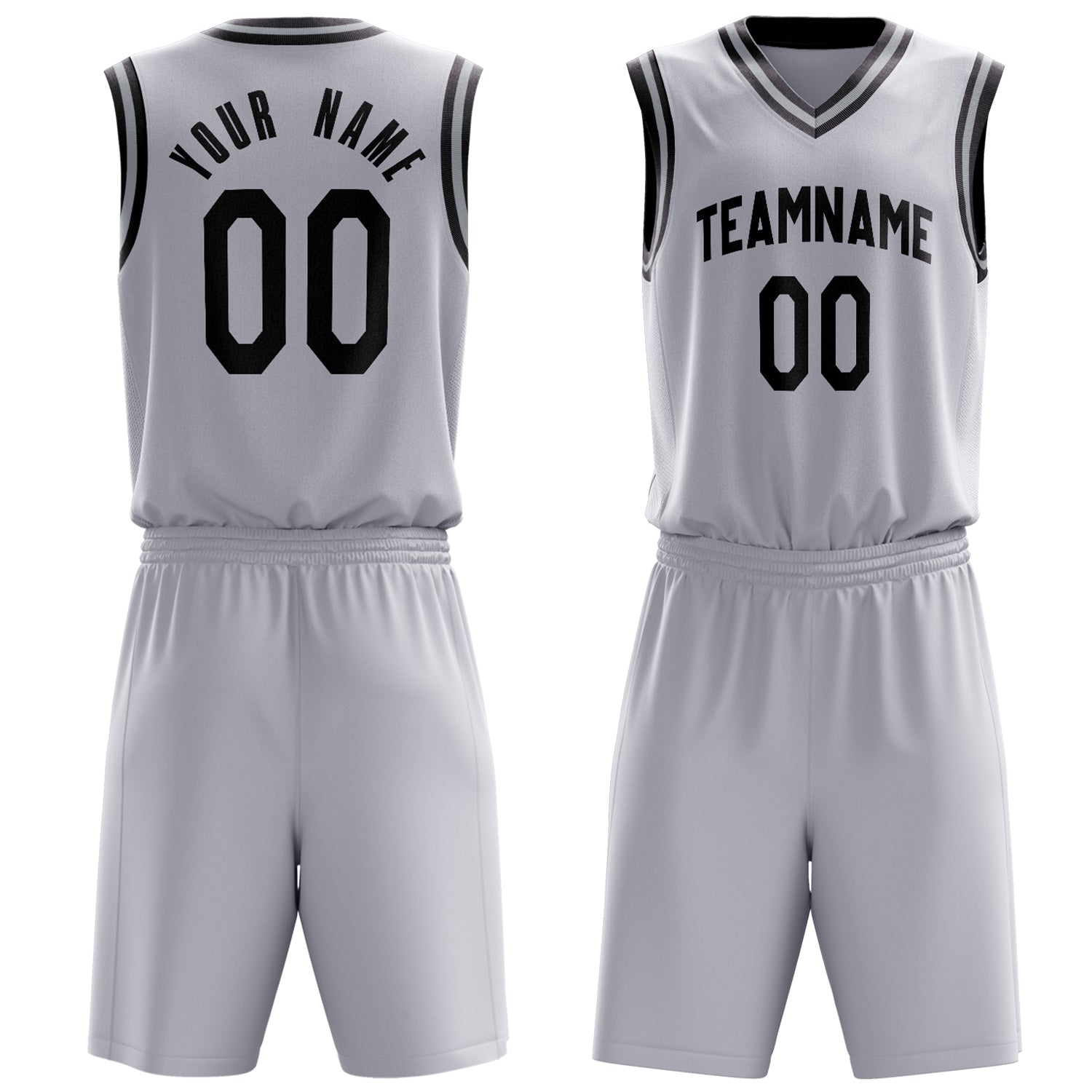 Maßgeschneidertes professionelles Weiß Schwarz Basketballtrikot-Set BS03240701JG245