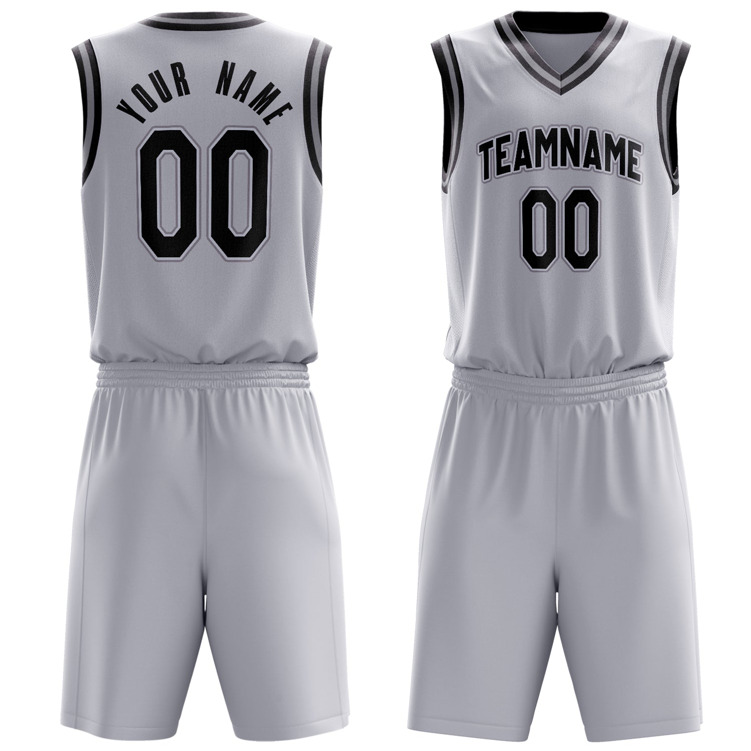 Maßgeschneidertes professionelles Weiß Schwarz Basketballtrikot-Set BS03240701JG249