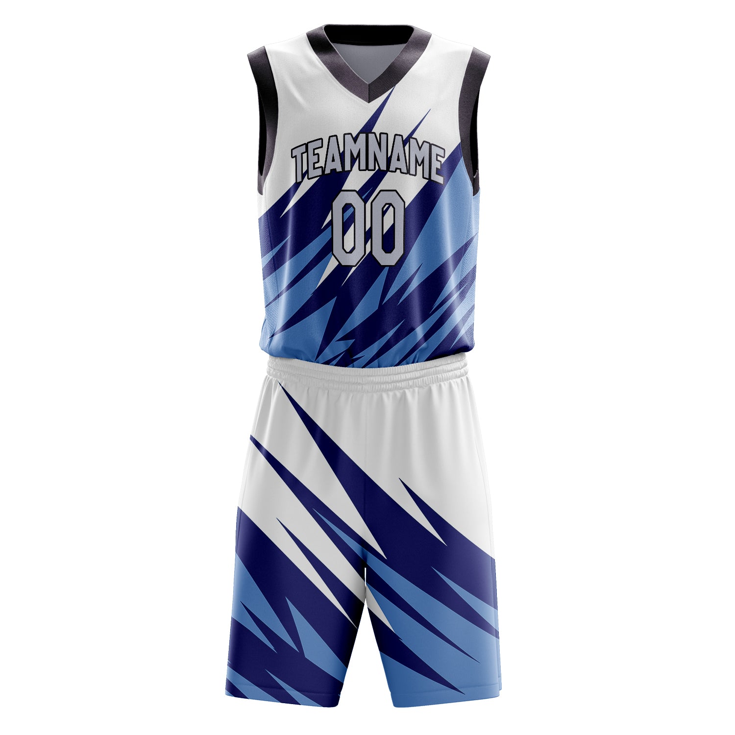 Maßgeschneidertes professionelles Weiß Grau Basketballtrikot-Set