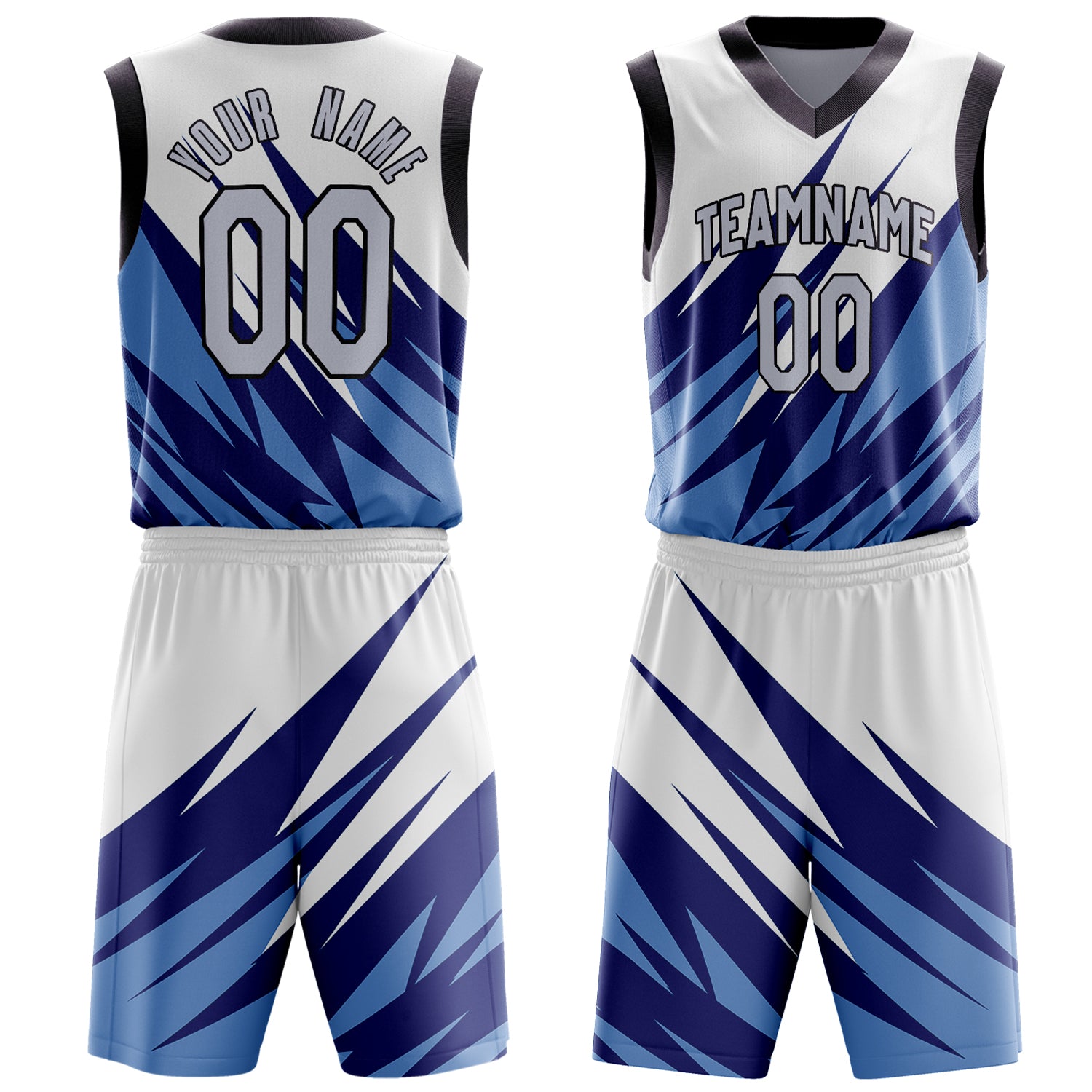 Maßgeschneidertes professionelles Weiß Grau Basketballtrikot-Set BS03240701JG252