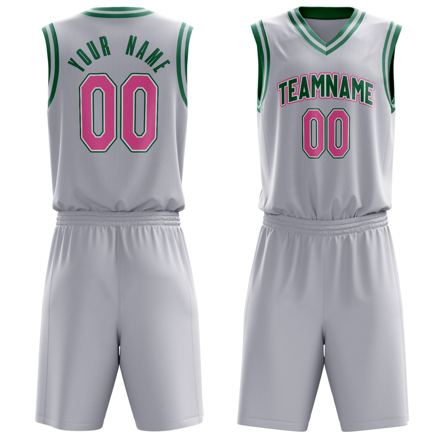 Maßgeschneidertes professionelles Weiß Kelly Grün Basketballtrikot-Set BS03240701JG253