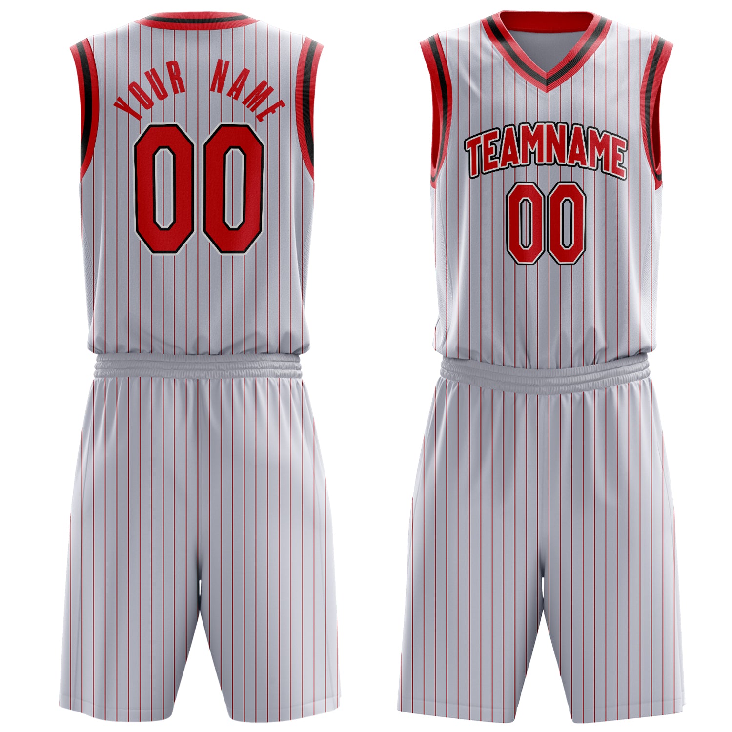 Maßgeschneidertes professionelles Weiß Rot Basketballtrikot-Set BS03240701JG255