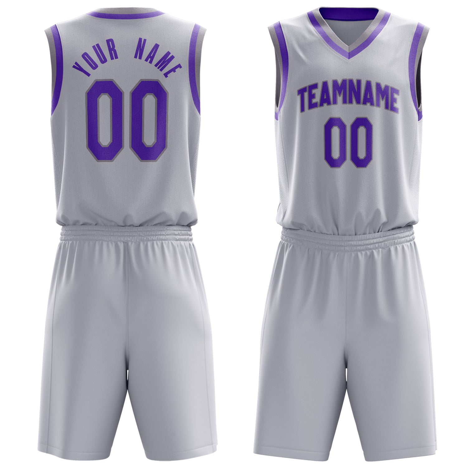 Maßgeschneidertes professionelles Weiß Lila Basketballtrikot-Set BS03240701JG258