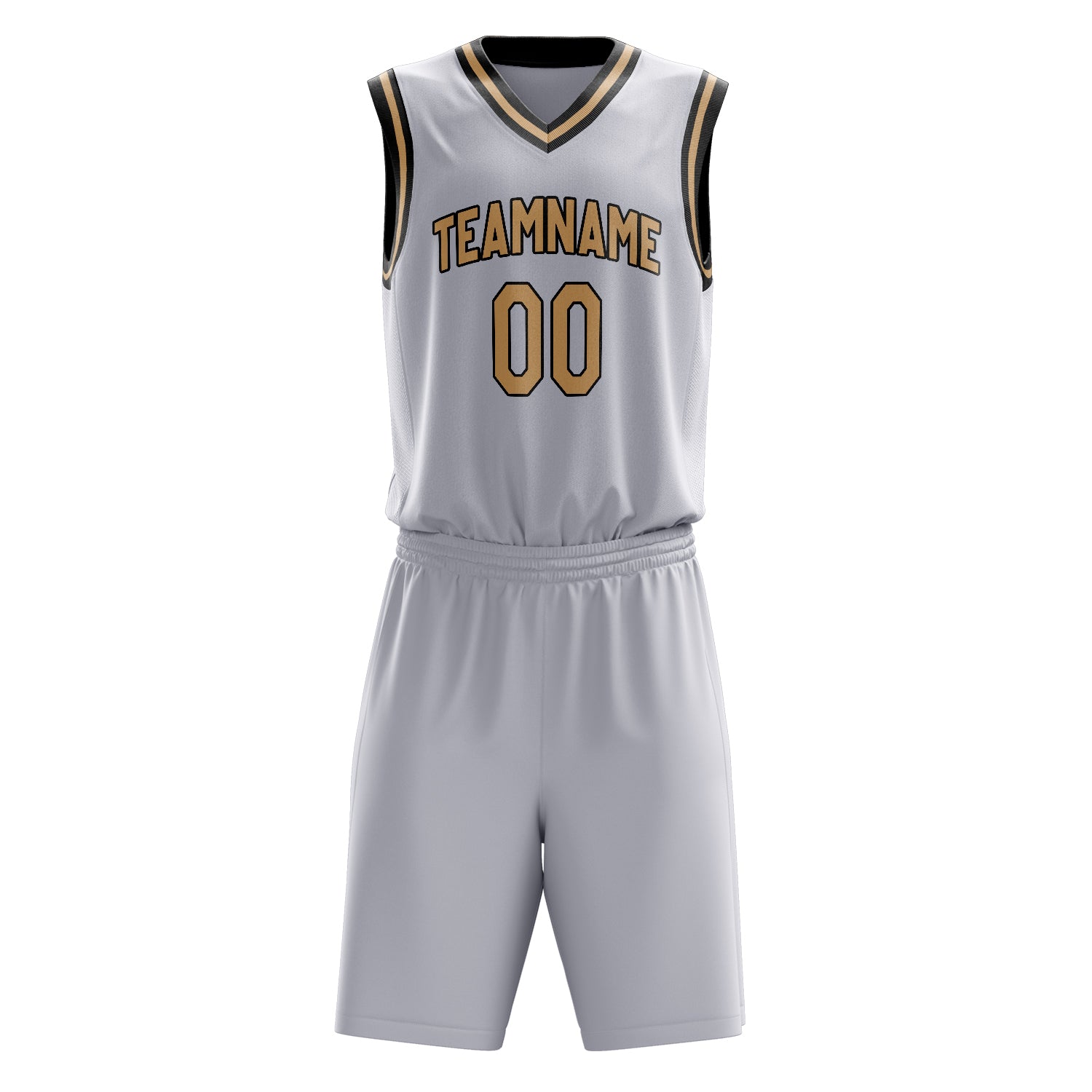 Maßgeschneidertes professionelles Weiß Altgold Basketballtrikot-Set