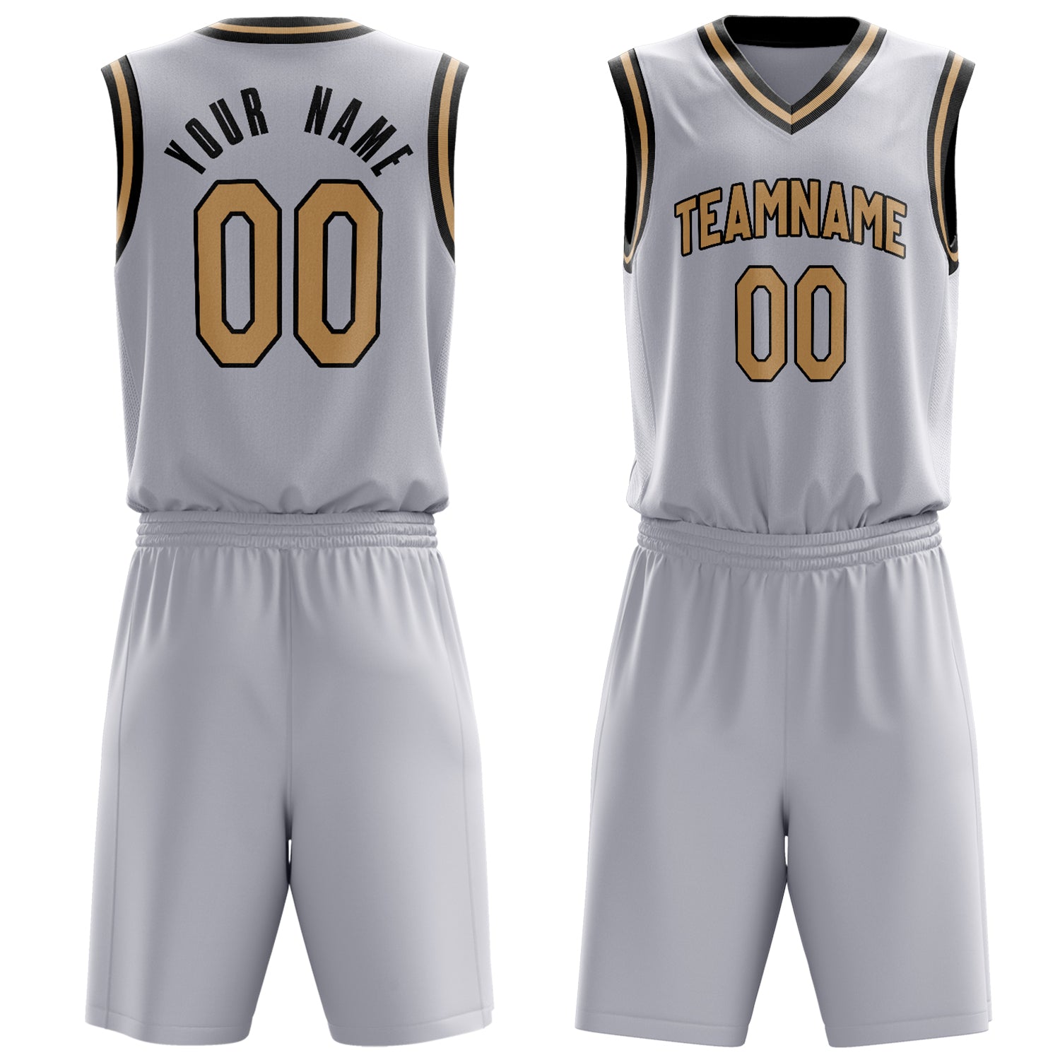 Maßgeschneidertes professionelles Weiß Altgold Basketballtrikot-Set BS03240701JG261