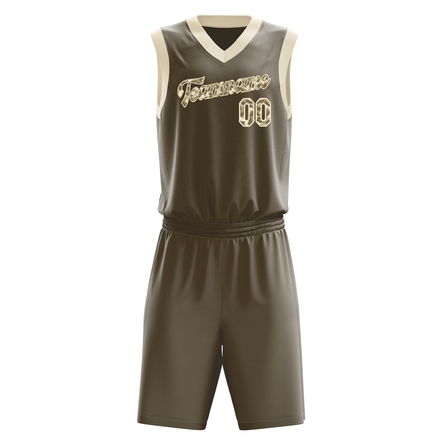 Maßgeschneidertes professionelles Oliv Camo Basketballtrikot-Set