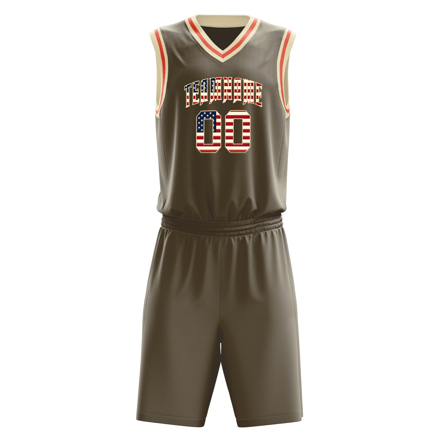 Maßgeschneidertes professionelles Oliv Creme Basketballtrikot-Set