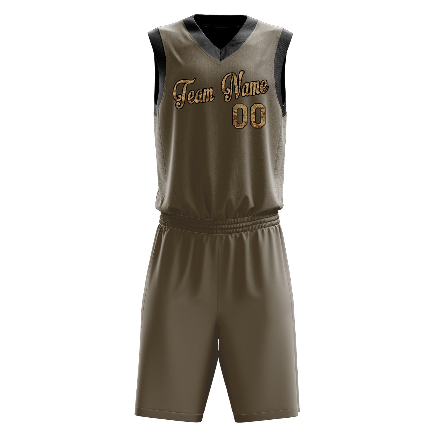 Maßgeschneidertes professionelles Oliv Camo Basketballtrikot-Set