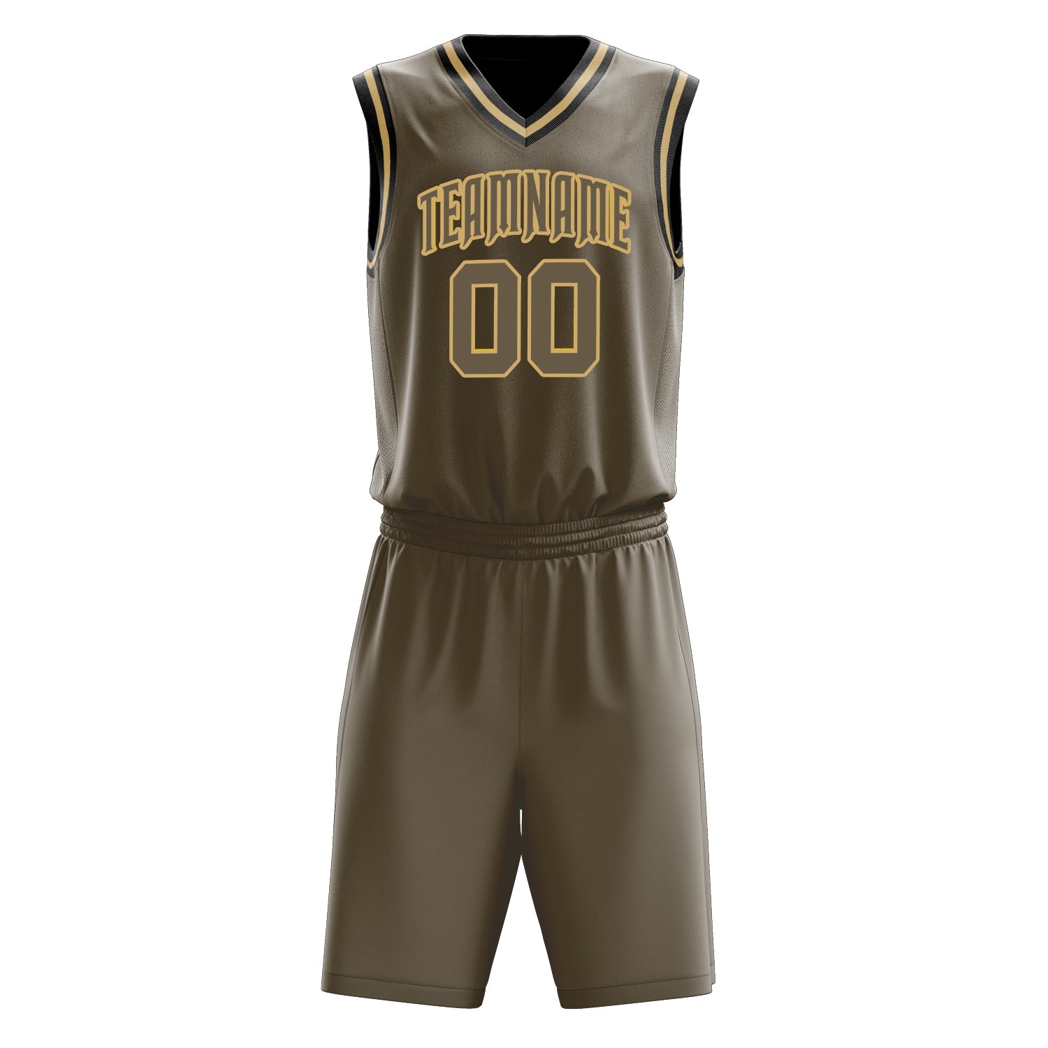 Maßgeschneidertes professionelles Oliv Altgold Basketballtrikot-Set