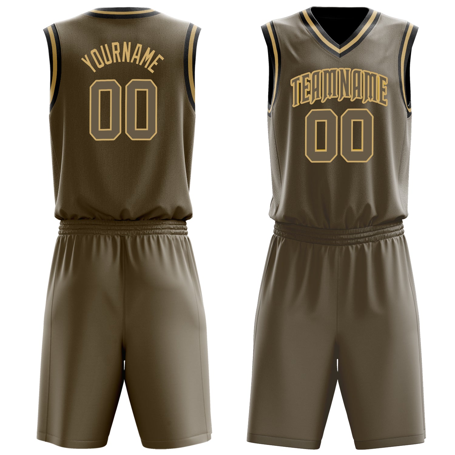 Maßgeschneidertes professionelles Oliv Altgold Basketballtrikot-Set BS03240701XE131