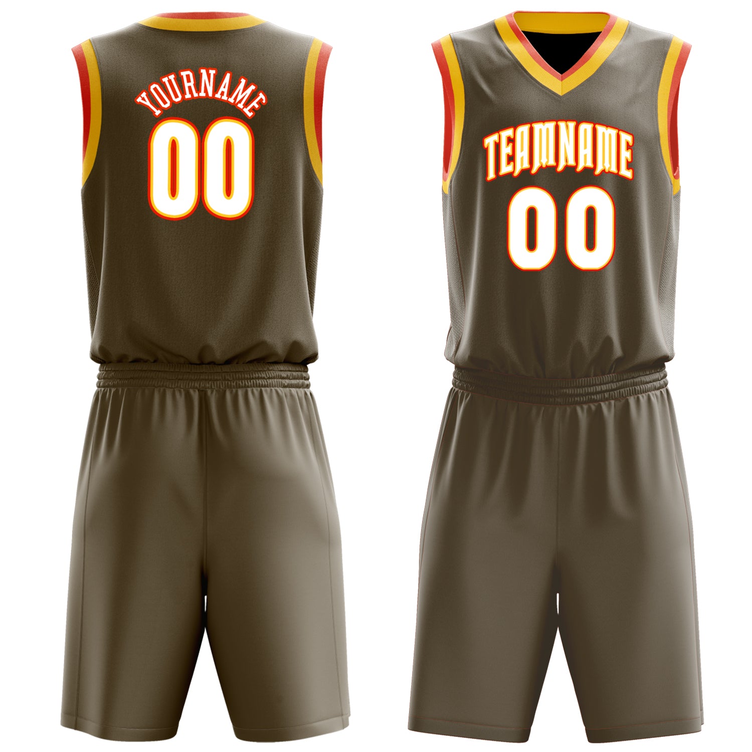 Maßgeschneidertes professionelles Oliv Weiß Basketballtrikot-Set BS03240701XE133