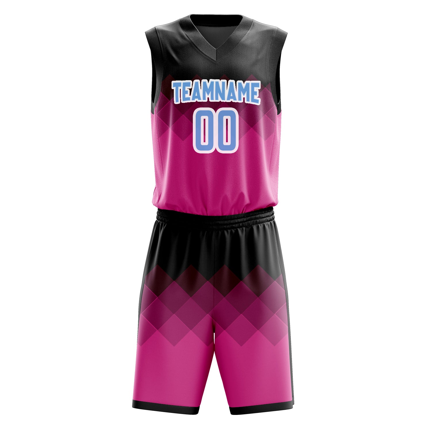 Maßgeschneidertes professionelles Rosa Schwarz Basketballtrikot-Set