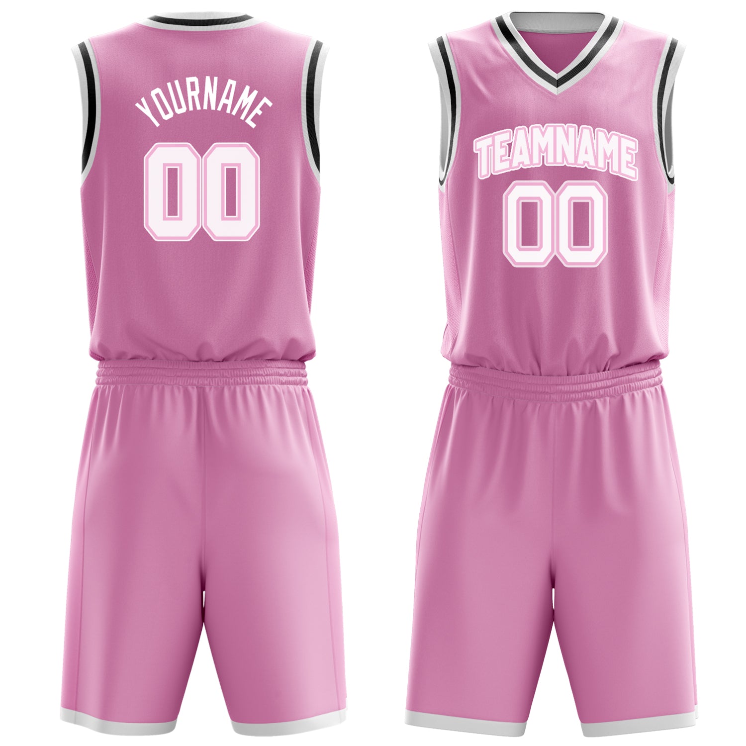 Maßgeschneidertes professionelles Rosa Weiß Basketballtrikot-Set BS03240701XE160