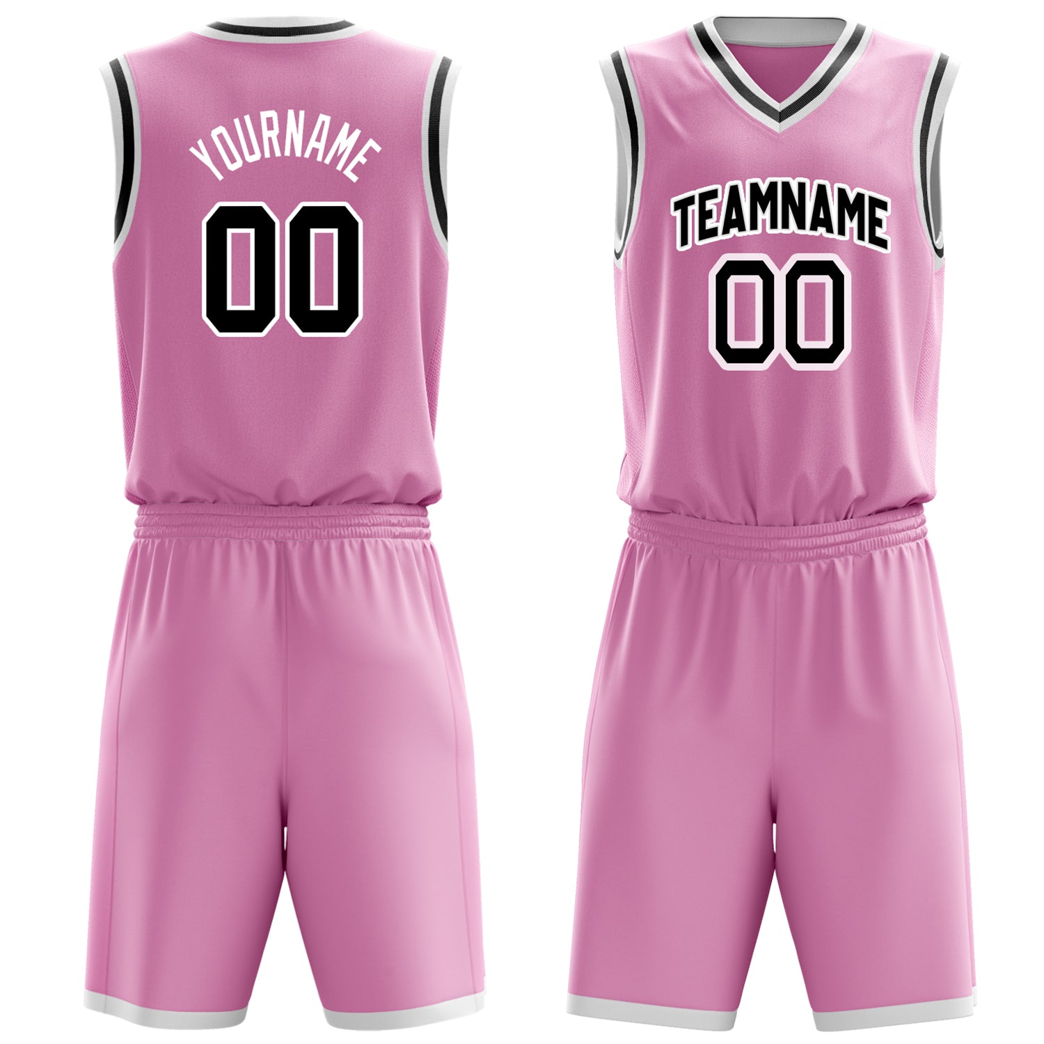 Maßgeschneidertes professionelles Rosa Schwarz Basketballtrikot-Set BS03240701XE161