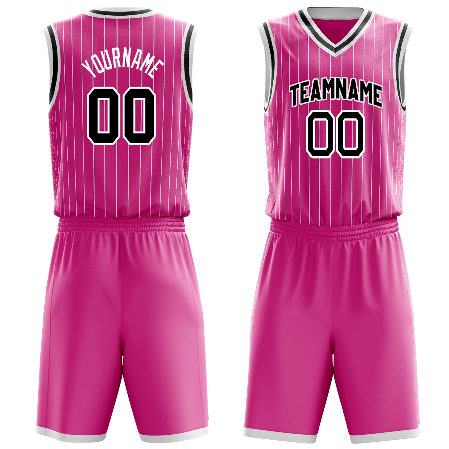 Maßgeschneidertes professionelles Rosa Schwarz Basketballtrikot-Set BS03240701XE162