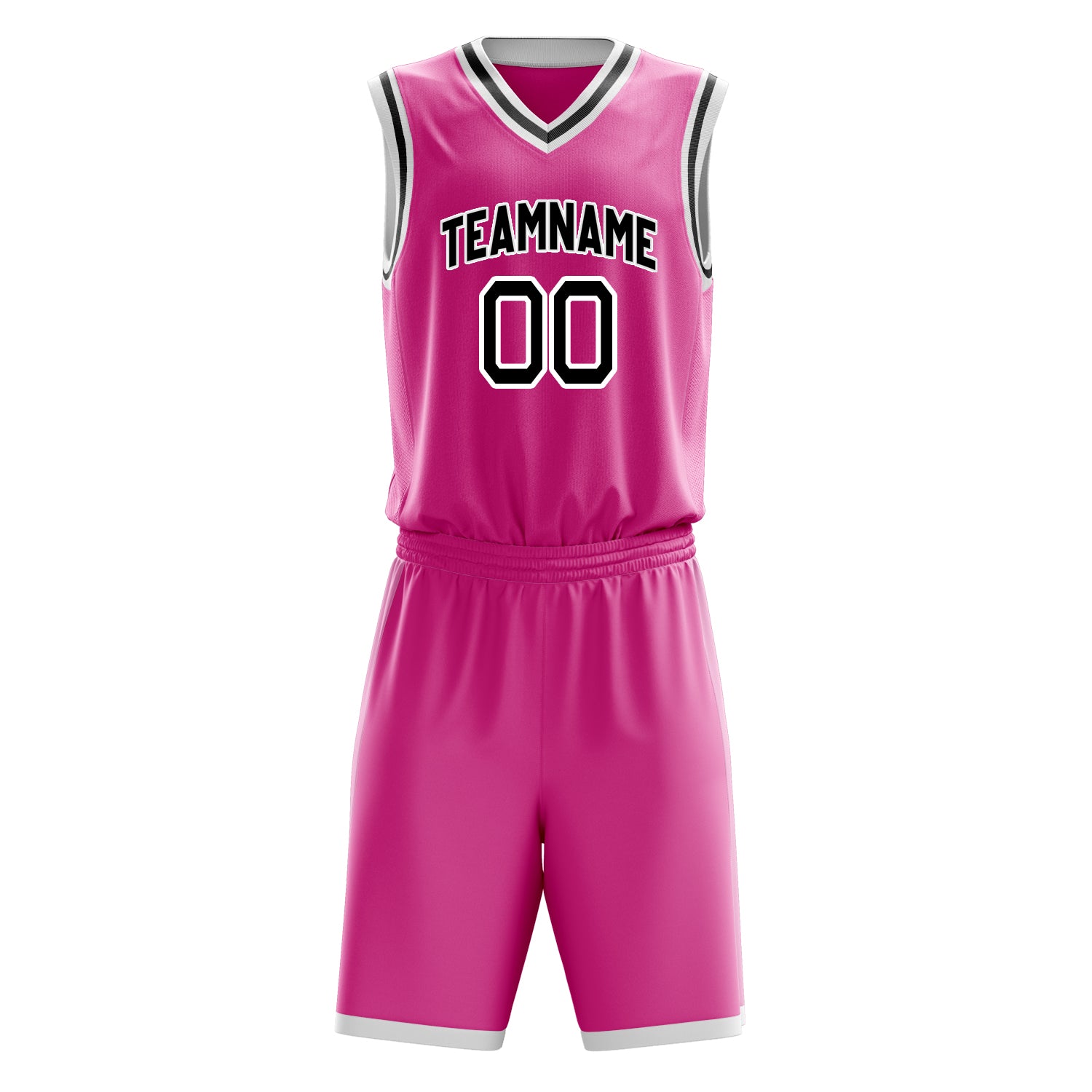 Maßgeschneidertes professionelles Rosa Schwarz Basketballtrikot-Set