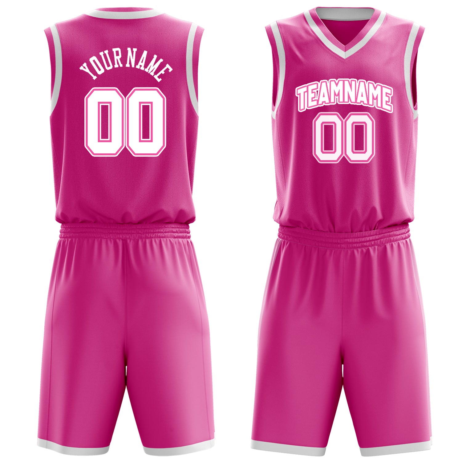 Maßgeschneidertes professionelles Rosa Weiß Basketballtrikot-Set BS03240701XE164