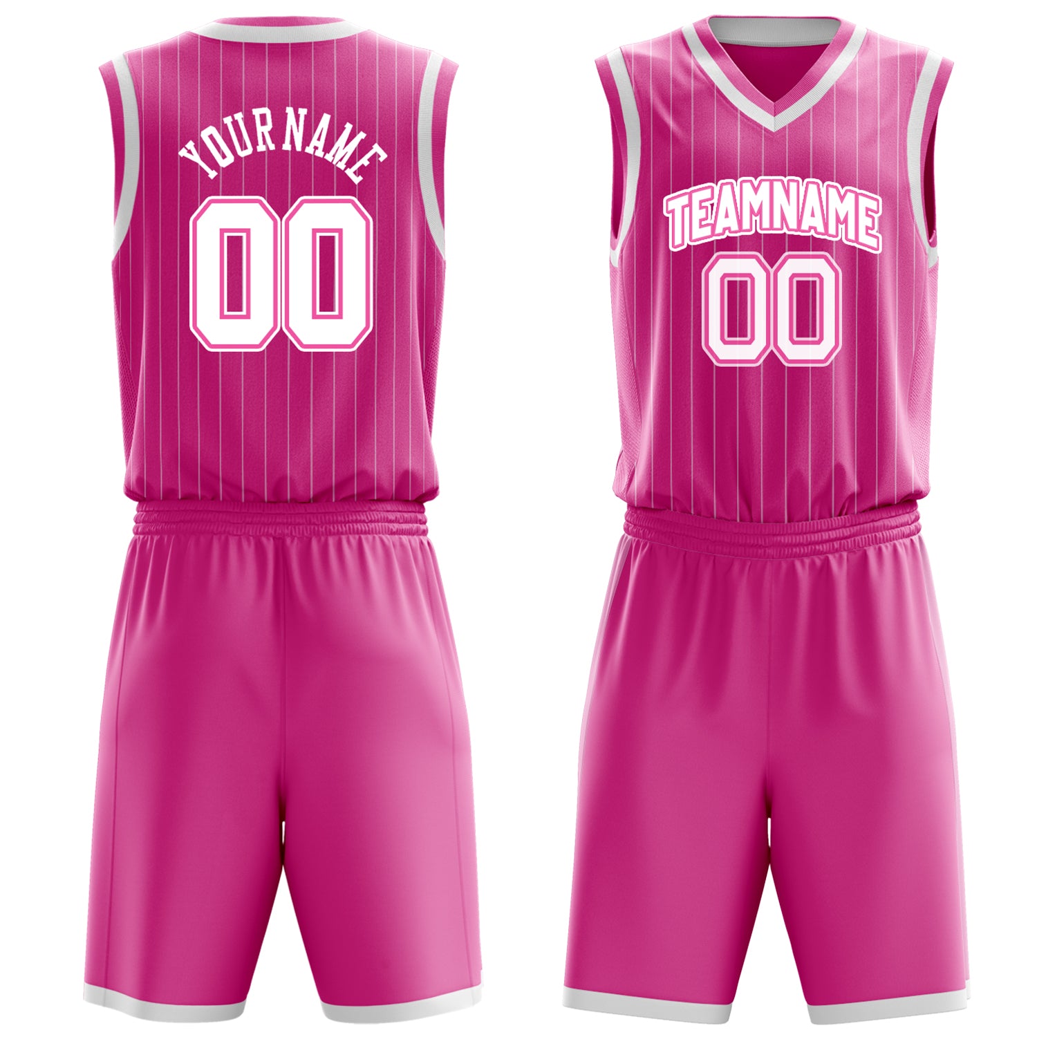 Maßgeschneidertes professionelles Rosa Weiß Basketballtrikot-Set BS03240701XE165