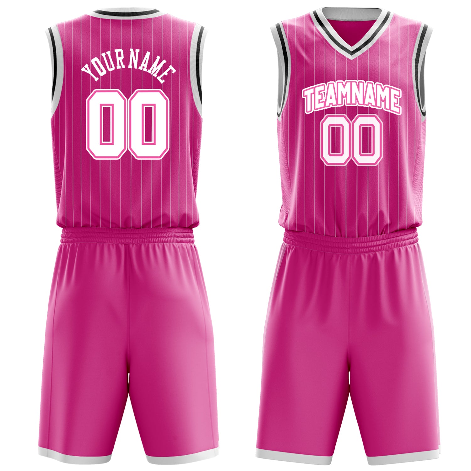 Maßgeschneidertes professionelles Rosa Weiß Basketballtrikot-Set BS03240701XE166