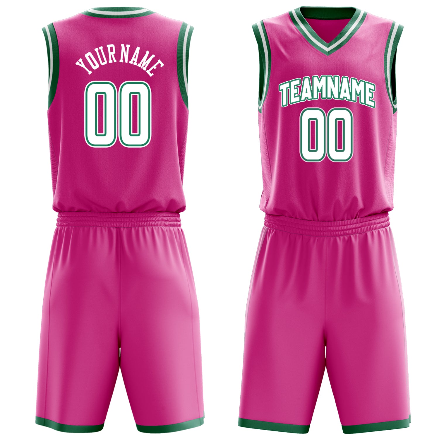 Maßgeschneidertes professionelles Rosa Weiß Basketballtrikot-Set BS03240701XE167