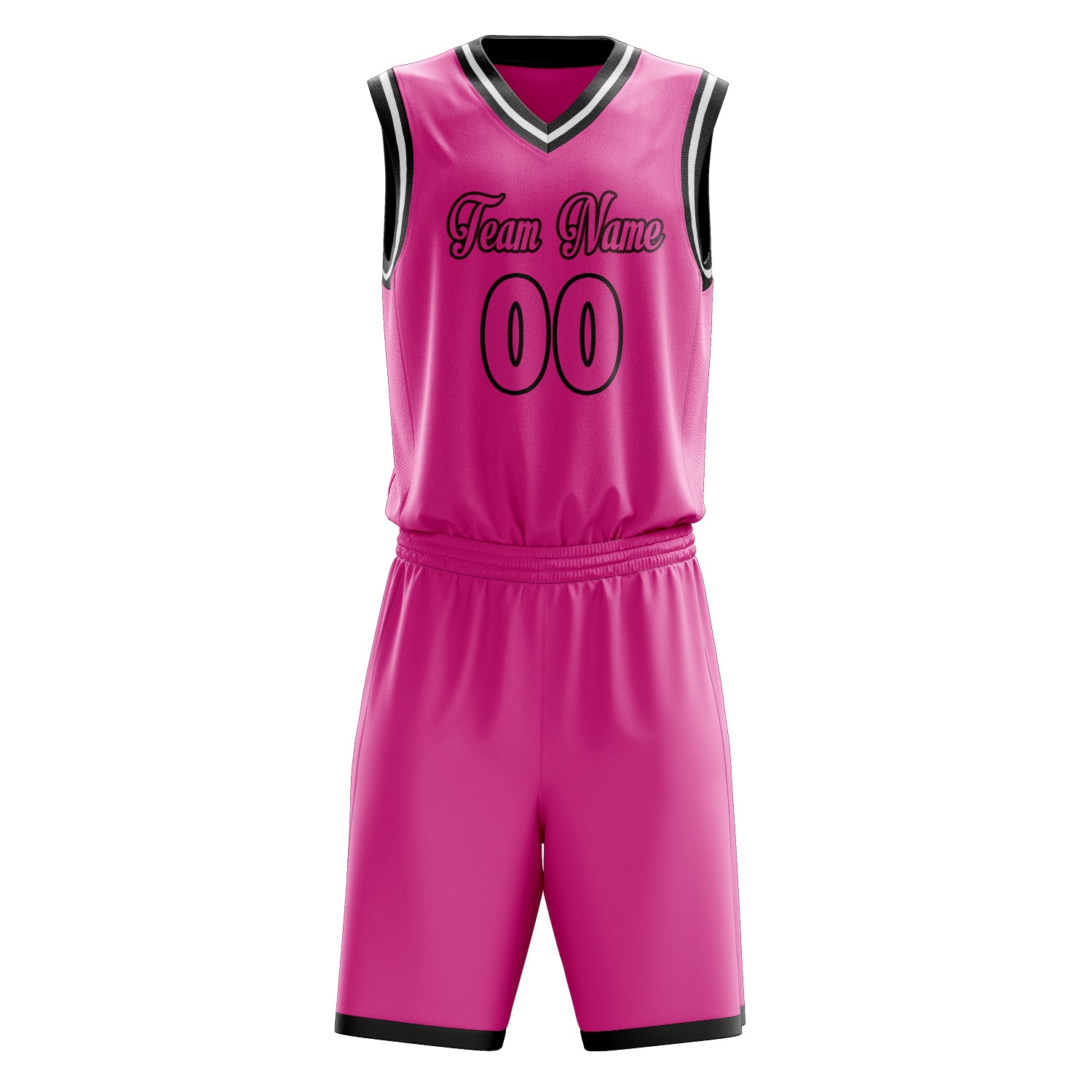 Maßgeschneidertes professionelles Rosa Schwarz Basketballtrikot-Set