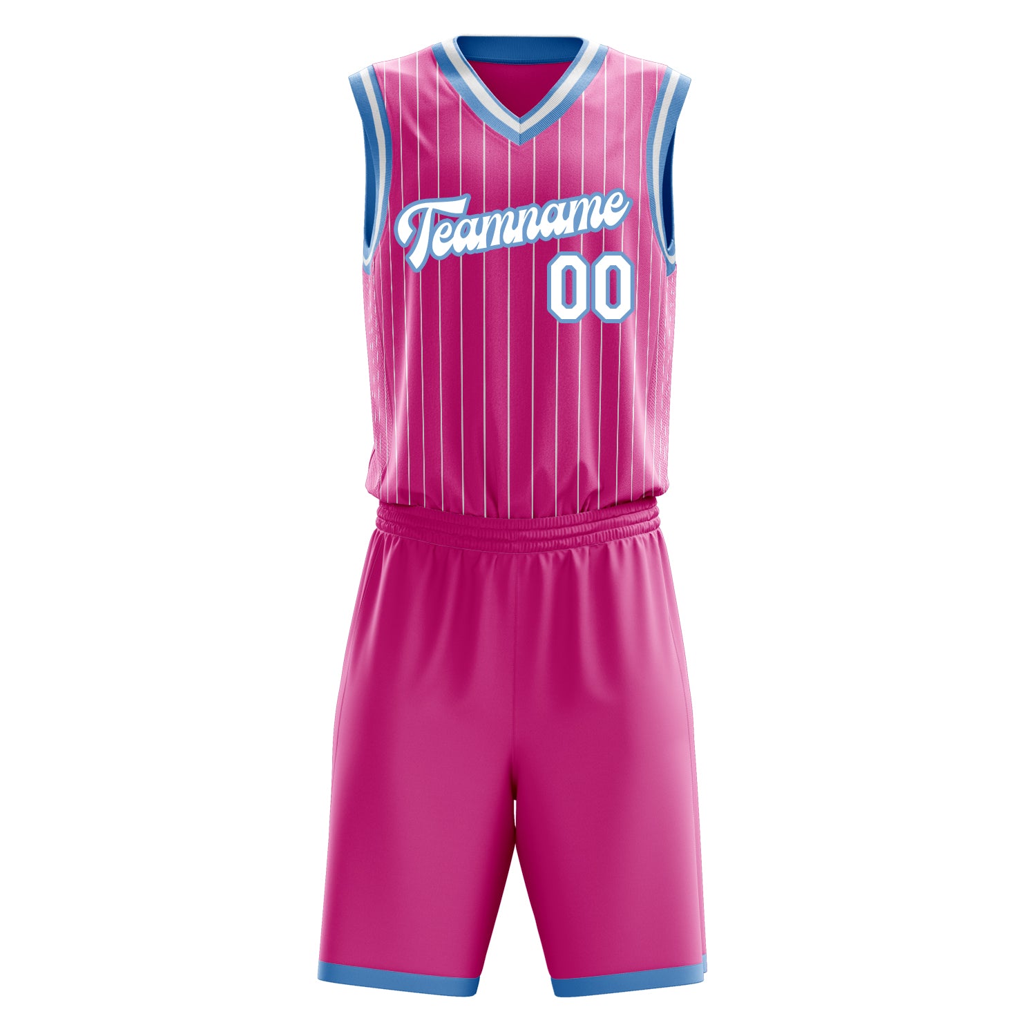 Maßgeschneidertes professionelles Rosa Hellblau Basketballtrikot-Set