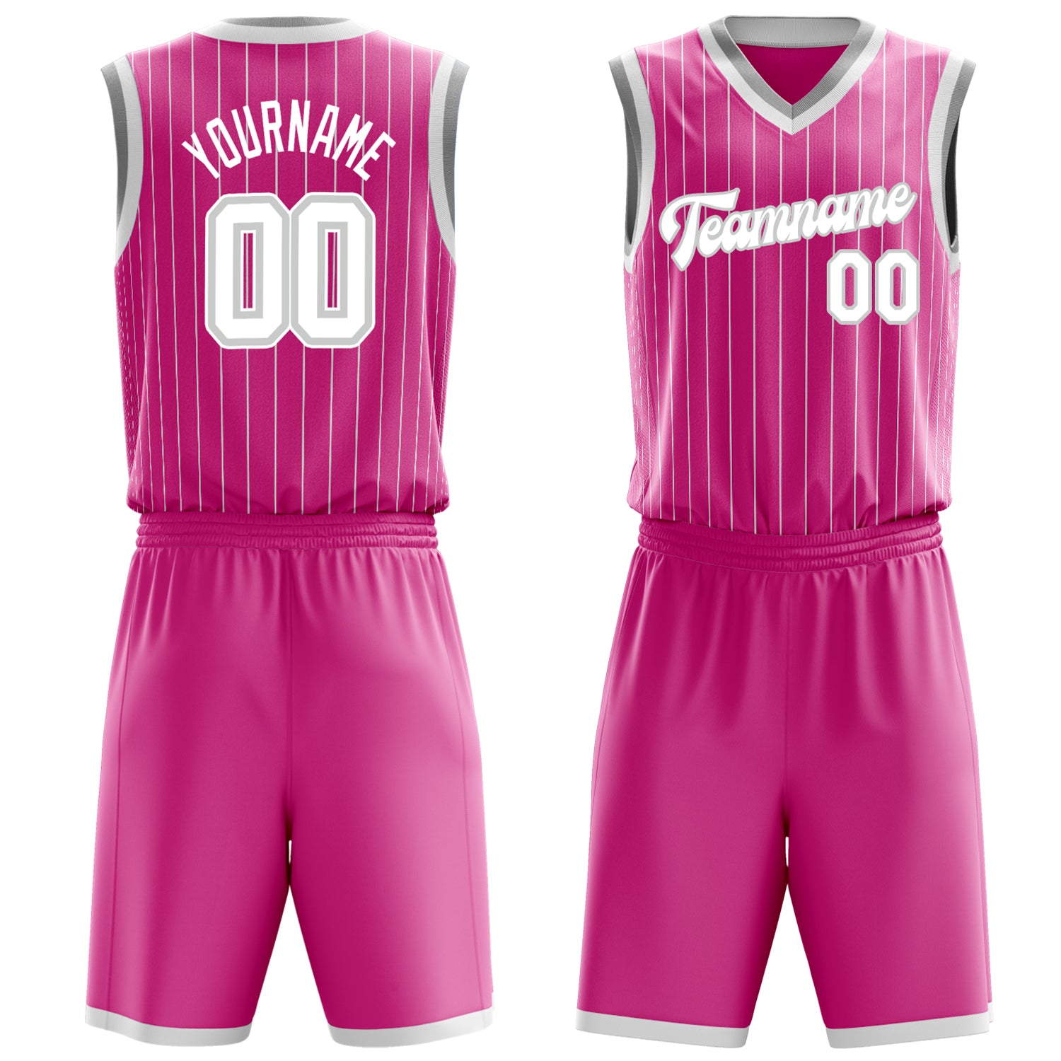 Maßgeschneidertes professionelles Rosa Weiß Basketballtrikot-Set BS03240701XE172