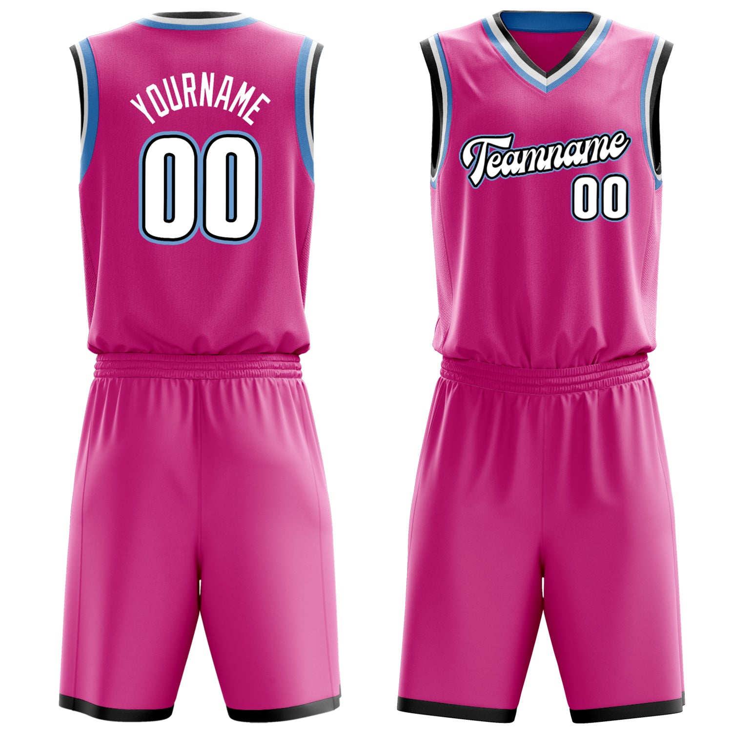 Maßgeschneidertes professionelles Rosa Weiß Basketballtrikot-Set BS03240701XE173