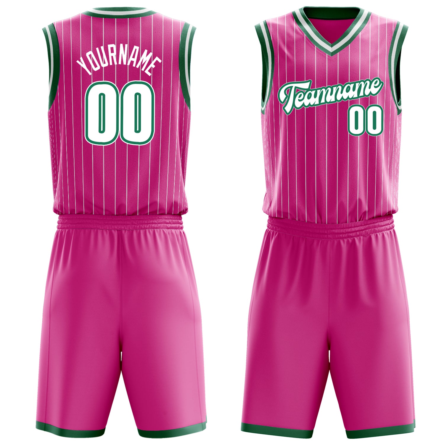 Maßgeschneidertes professionelles Rosa Weiß Basketballtrikot-Set BS03240701XE174