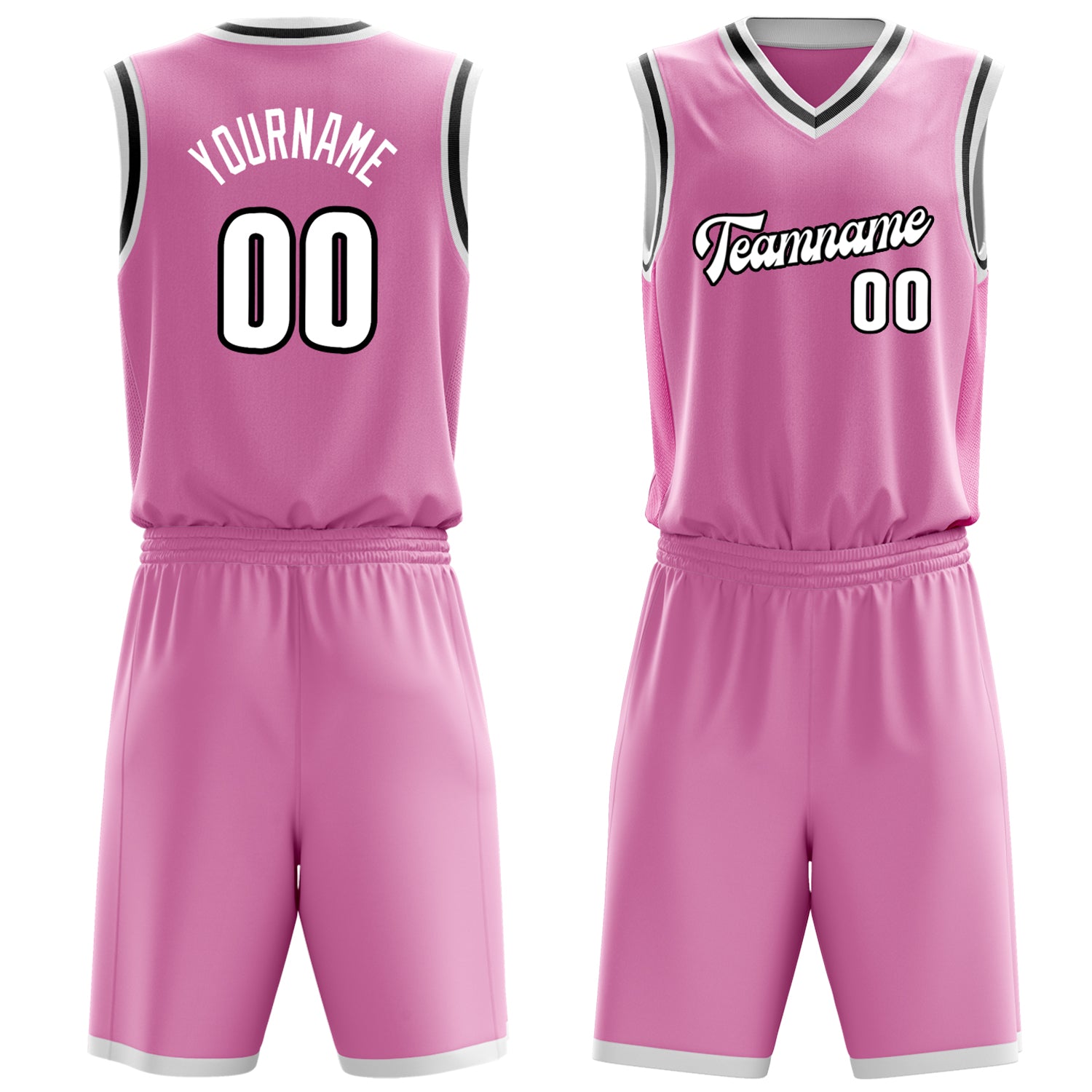 Maßgeschneidertes professionelles Rosa Weiß Basketballtrikot-Set BS03240701XE176