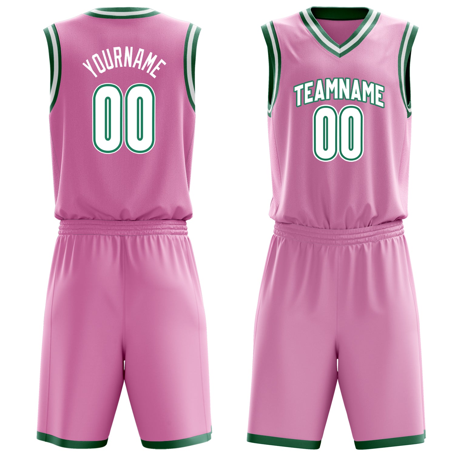 Maßgeschneidertes professionelles Rosa Weiß Basketballtrikot-Set BS03240701XE177