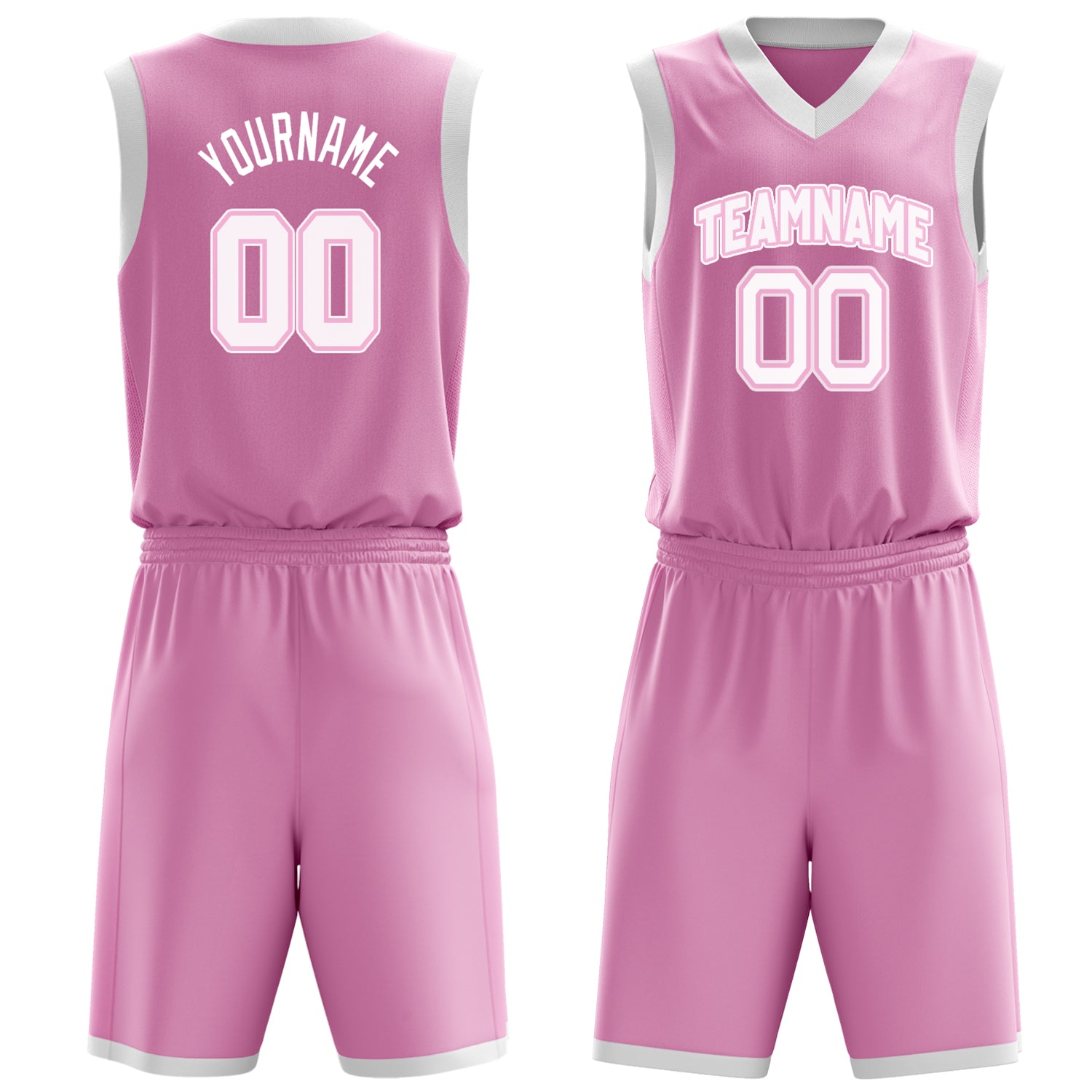 Maßgeschneidertes professionelles Rosa Weiß Basketballtrikot-Set BS03240701XE178