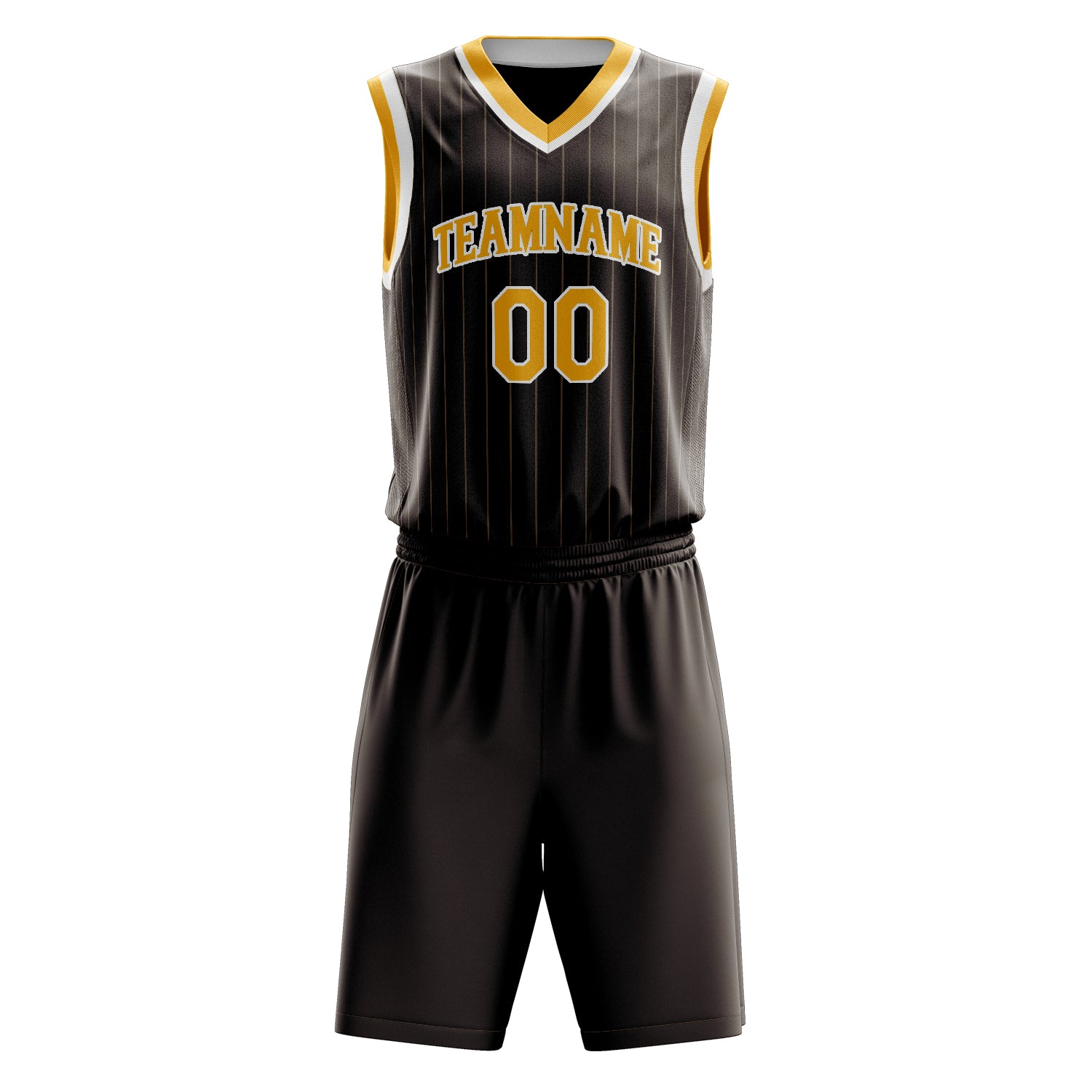 Maßgeschneidertes professionelles Braun Gold Basketballtrikot-Set